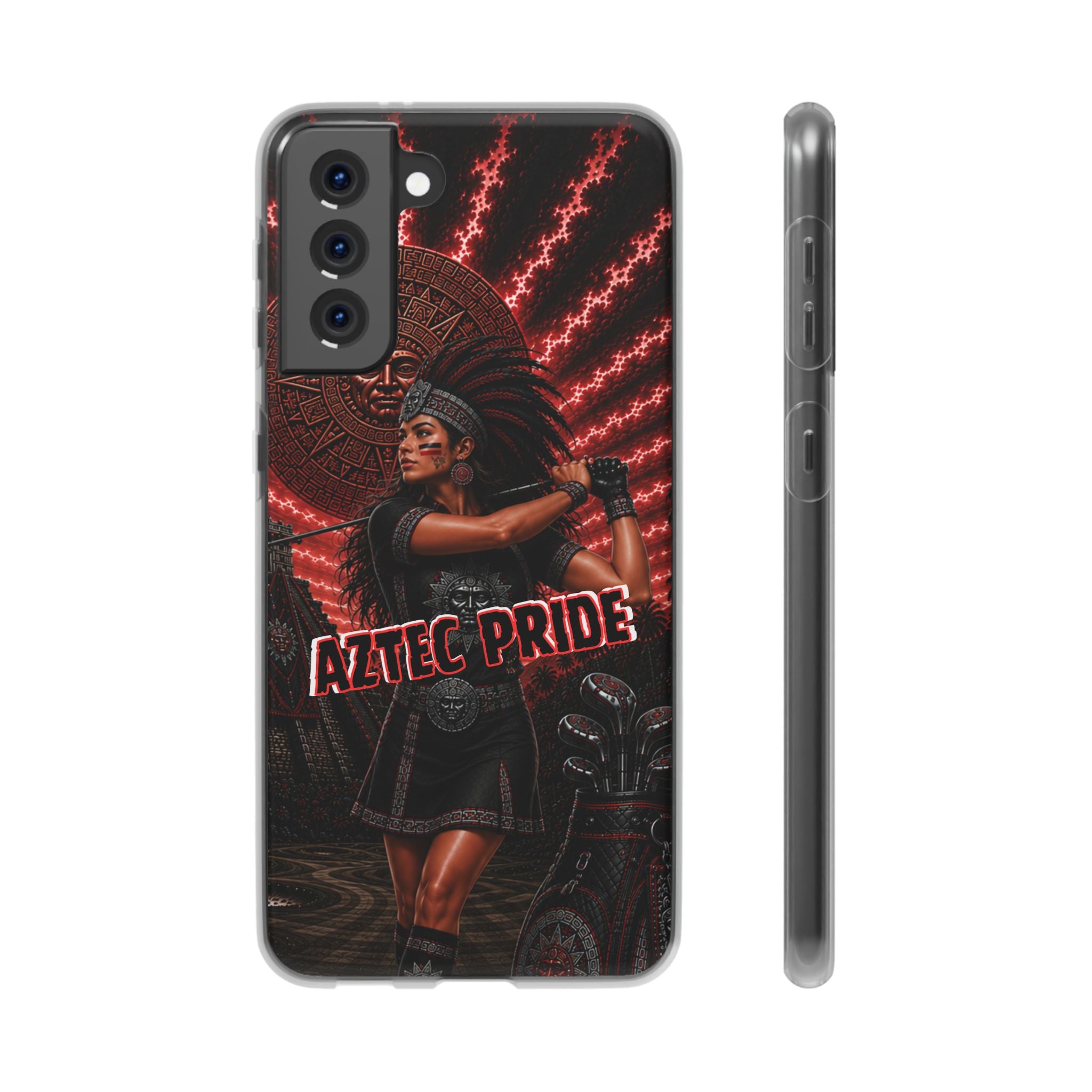 Aztec Golf Female Warrior – Flexi Phone Case (iPhone & Samsung • Clear TPU • Made & Shipped in the USA • 🚚 FREE USA Shipping • Personalized Option)