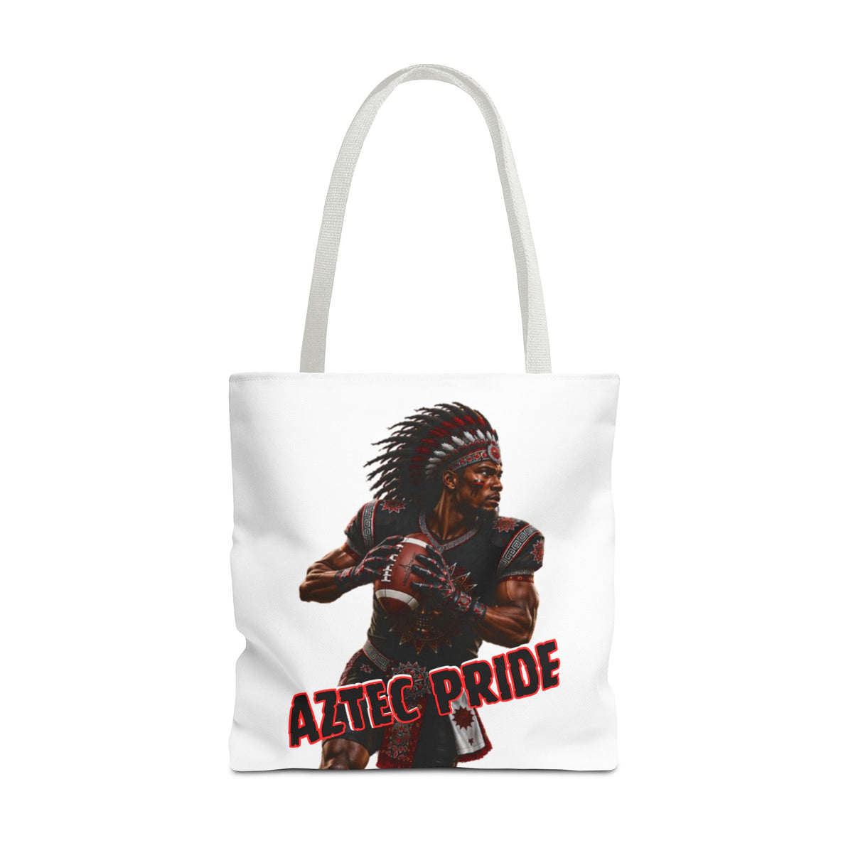 Aztec Football Quarterback Warrior Tote Bag | Aztec-Inspired AI Art • Made & Shipped in the USA • 🚚 FREE USA Shipping • FREE Personalization