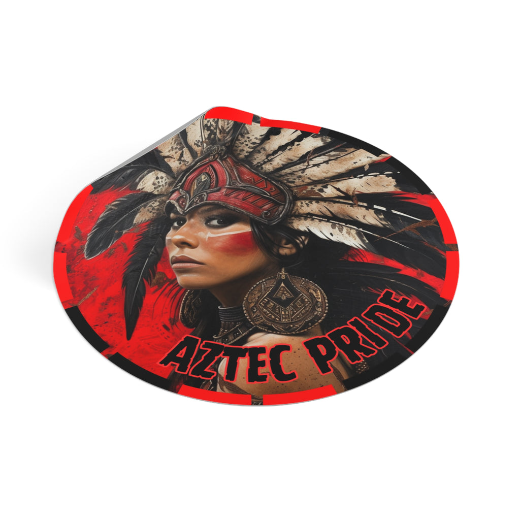 Aztec Moon Goddess Round Vinyl Sticker – Waterproof Matte Decal (2”–6”)