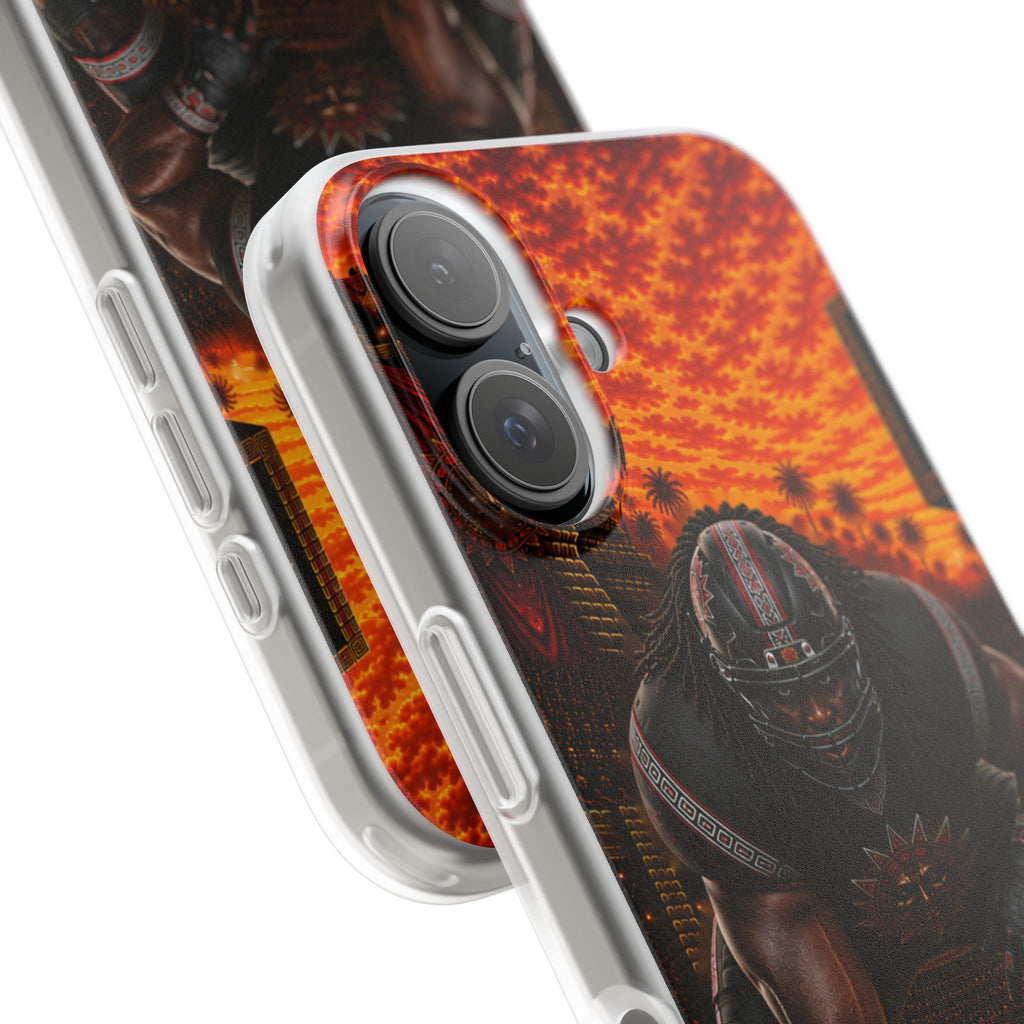 Aztec Football Warrior – Flexi Phone Case (iPhone & Samsung • Clear TPU • Made & Shipped in the USA • 🚚 FREE USA Shipping • Personalized Option)