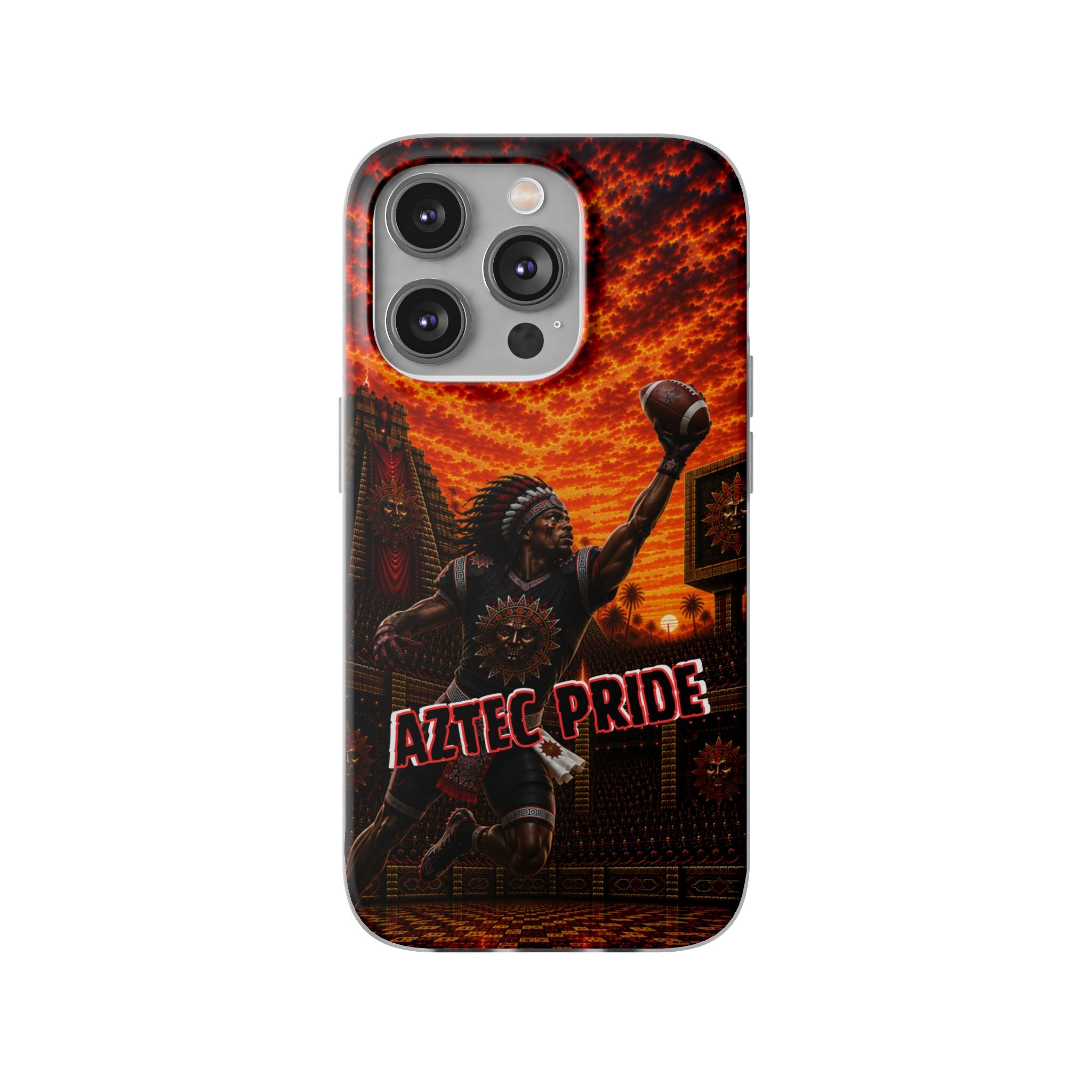 Aztec Football Warrior – Flexi Phone Case (iPhone & Samsung • Clear TPU • Made & Shipped in the USA • 🚚 FREE USA Shipping • Personalized Option)