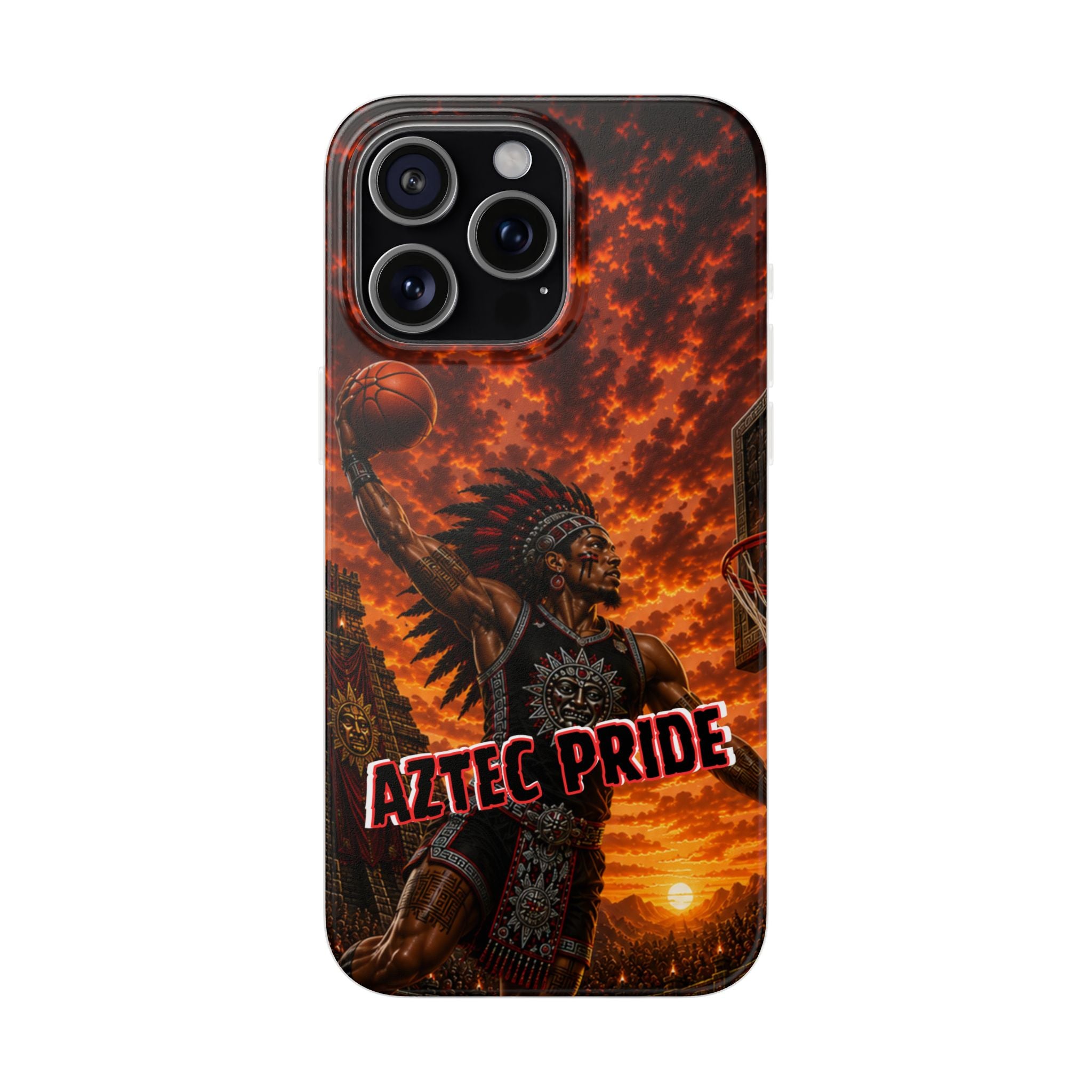 Aztec Basketball Male Warrior – Flexi Phone Case (iPhone & Samsung • Clear TPU • Made & Shipped in the USA • 🚚 FREE USA Shipping • Personalized Option)