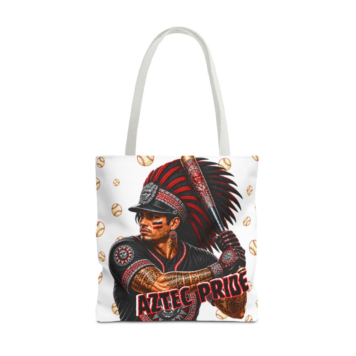 Aztec Baseball Warrior Tote Bag | Aztec-Inspired AI Art • Made & Shipped in the USA • 🚚 FREE USA Shipping • FREE Personalization