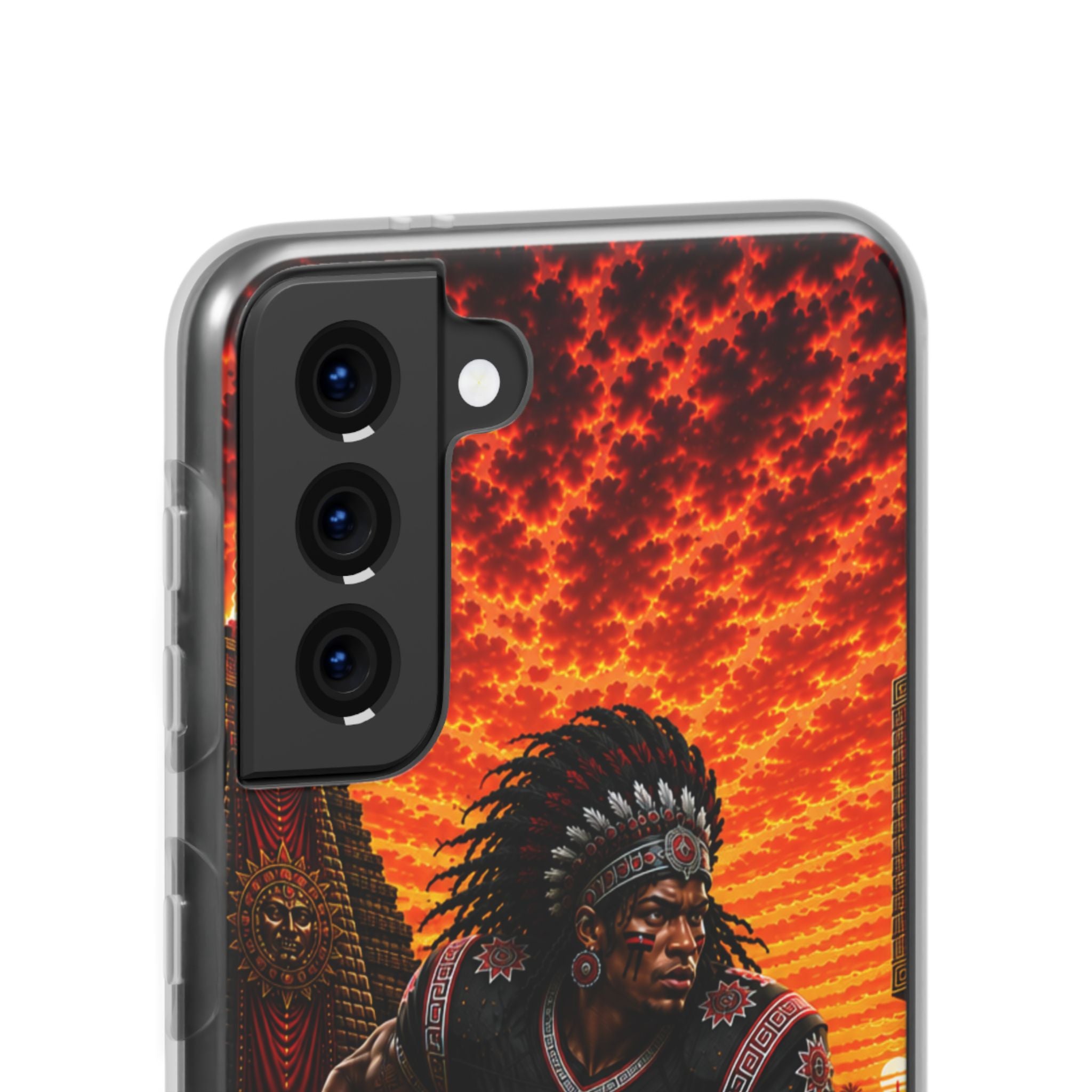 Aztec Football Warrior – Flexi Phone Case (iPhone & Samsung • Clear TPU • Made & Shipped in the USA • 🚚 FREE USA Shipping • Personalized Option)