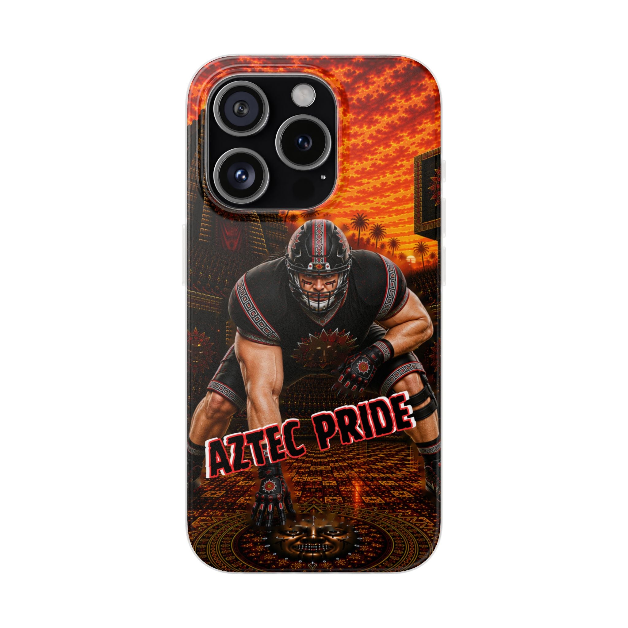 Aztec Football Warrior – Flexi Phone Case (iPhone & Samsung • Clear TPU • Made & Shipped in the USA • 🚚 FREE USA Shipping • Personalized Option)