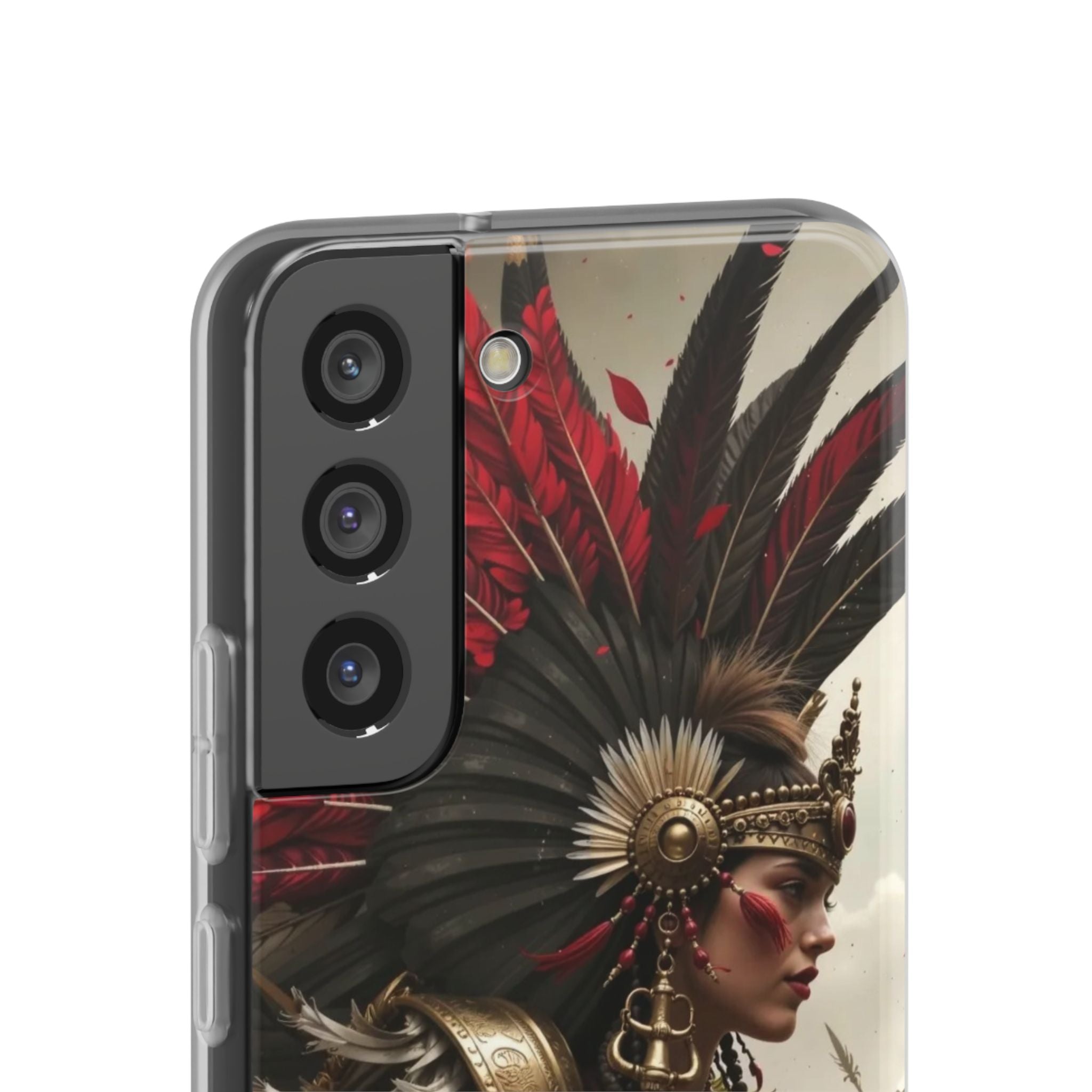 Aztec Warrior Queen – Flexi Phone Case (iPhone & Samsung • Clear TPU • Made in USA • Personalized Option)