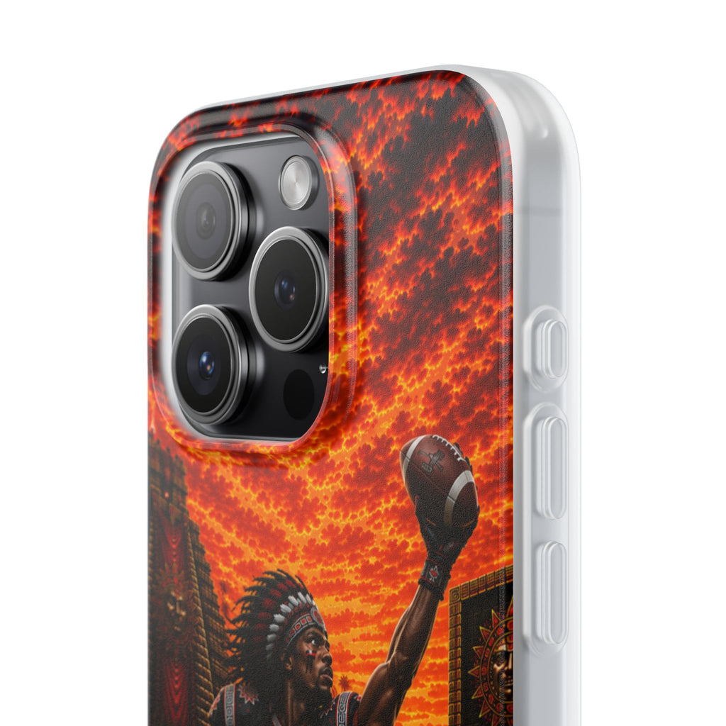 Aztec Football Warrior – Flexi Phone Case (iPhone & Samsung • Clear TPU • Made & Shipped in the USA • 🚚 FREE USA Shipping • Personalized Option)