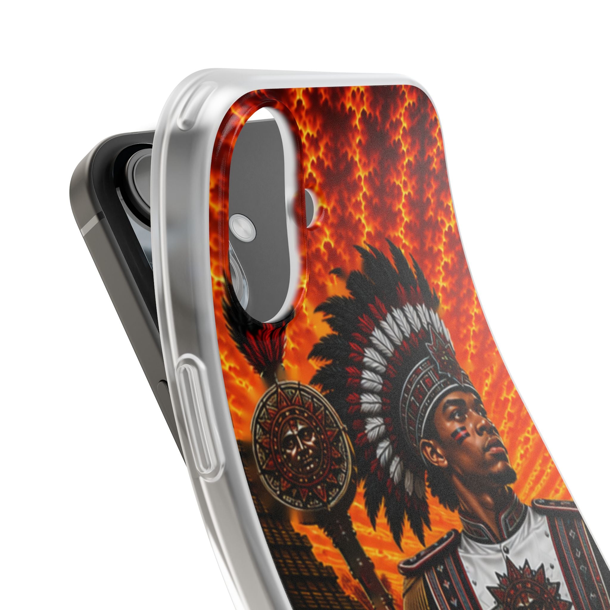 Aztec Drum Major Warrior – Flexi Phone Case (iPhone & Samsung • Clear TPU • Made & Shipped in the USA • 🚚 FREE USA Shipping • Personalized Option)