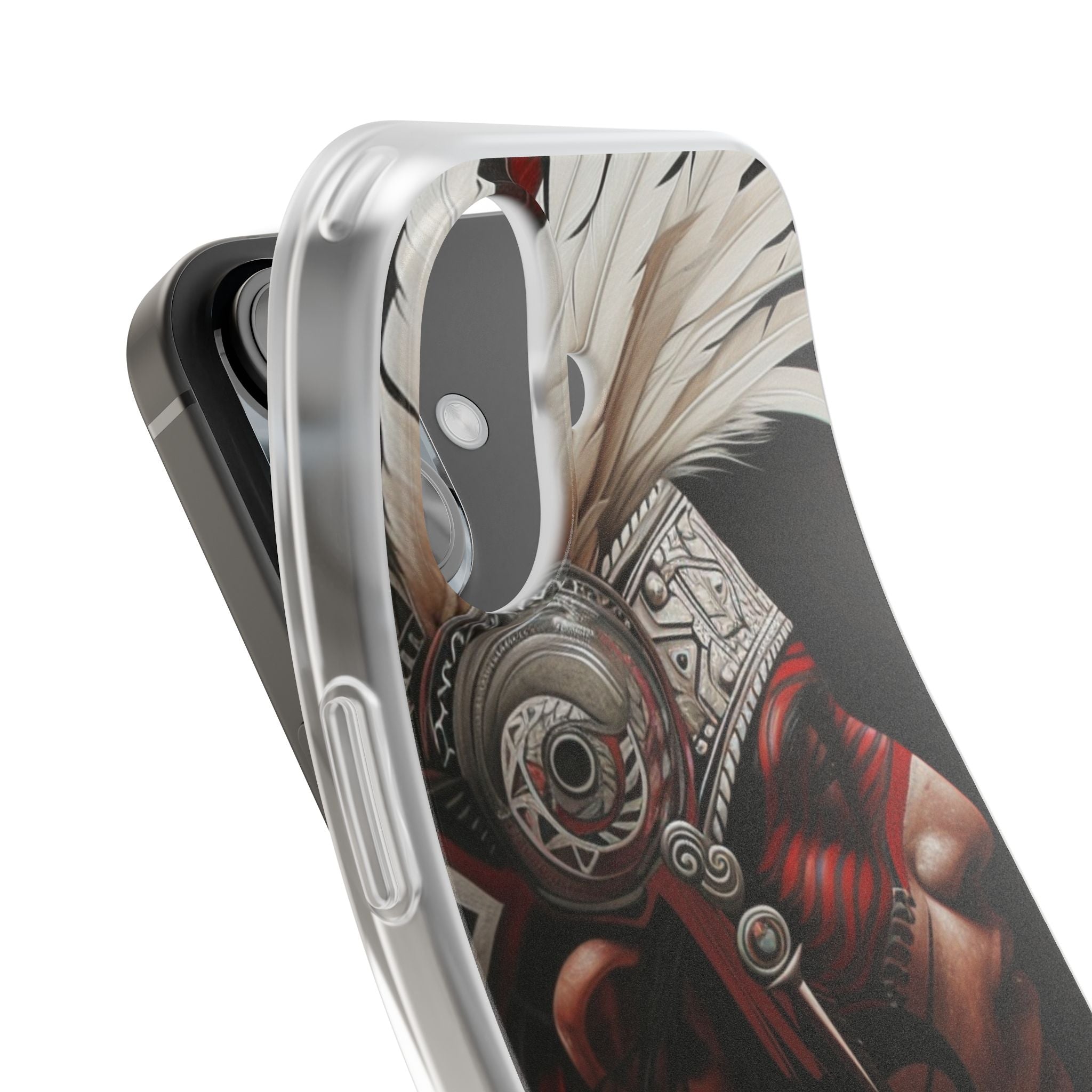 Aztec Warrior King – Flexi Phone Case (iPhone & Samsung • Clear TPU • Made in USA • Personalized Option)