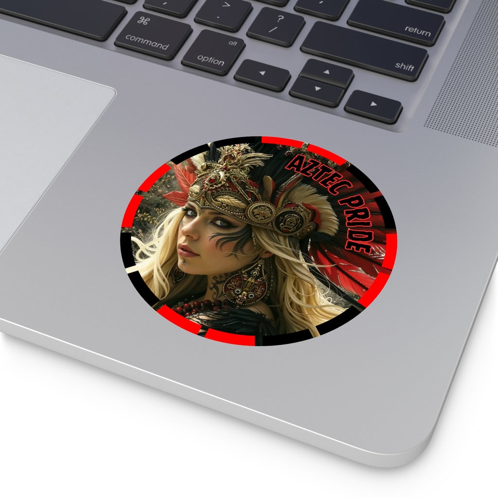 Aztec Fireheart Queen Round Vinyl Sticker – Waterproof Matte Decal (2”–6”)