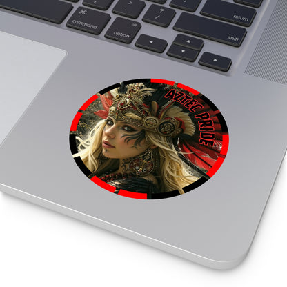 Aztec Fireheart Queen Round Vinyl Sticker – Waterproof Matte Decal (2”–6”)