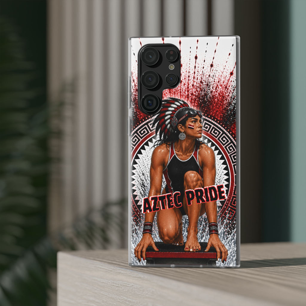 Aztec Swim & Dive Warrior – Flexi Phone Case (iPhone & Samsung • Clear TPU • Made & Shipped in the USA • 🚚 FREE USA Shipping • Personalized Option)