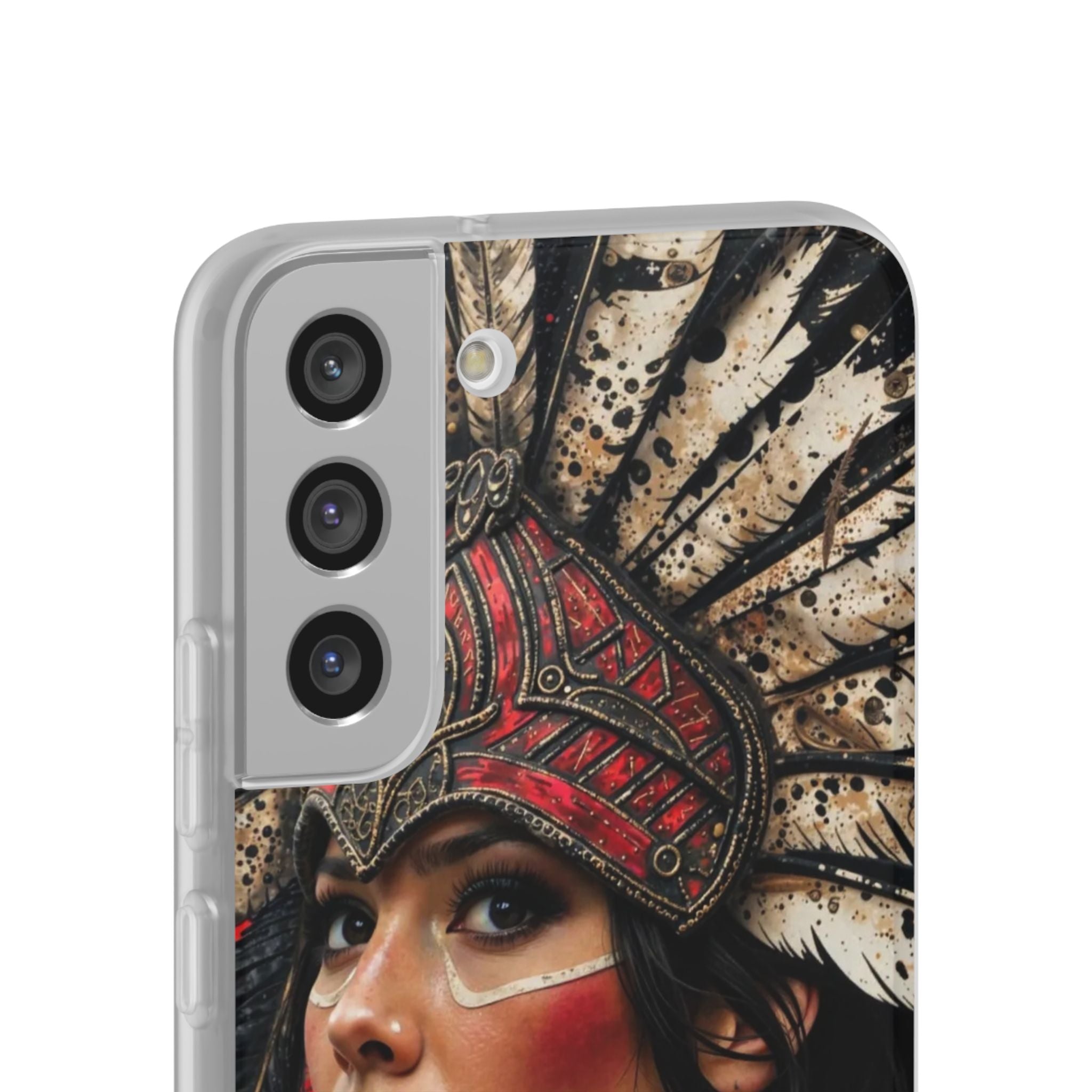 Aztec Moon Goddess – Flexi Phone Case (iPhone & Samsung • Clear TPU • Made in USA • Personalized Option)