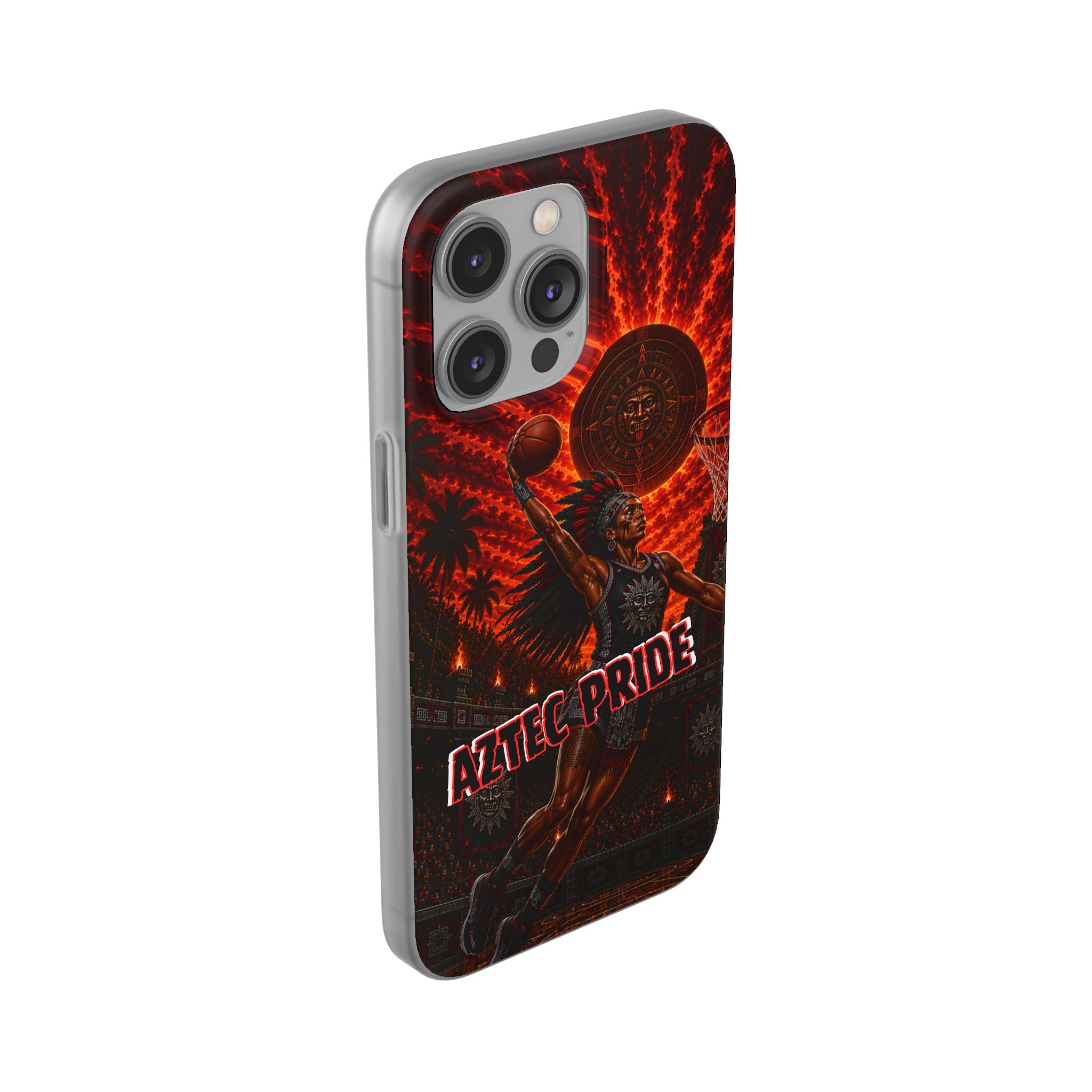 Aztec Basketball Female Warrior – Flexi Phone Case (iPhone & Samsung • Clear TPU • Made & Shipped in the USA • 🚚 FREE USA Shipping • Personalized Option)