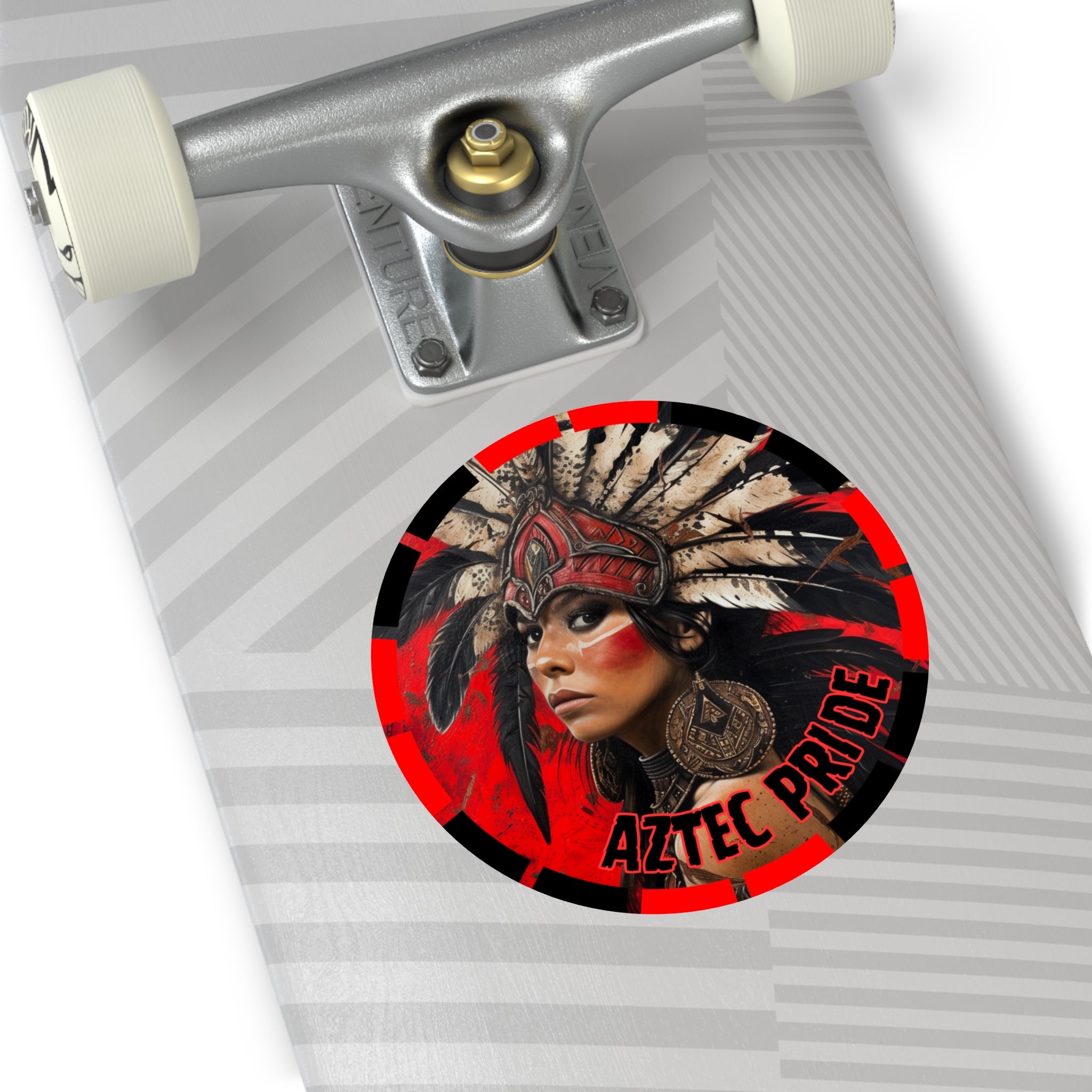 Aztec Moon Goddess Round Vinyl Sticker – Waterproof Matte Decal (2”–6”)
