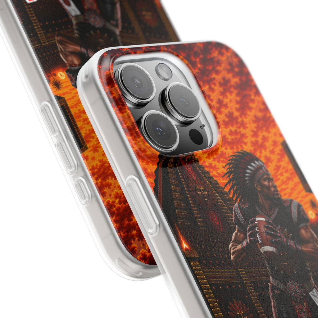 Aztec Football Warrior – Flexi Phone Case (iPhone & Samsung • Clear TPU • Made & Shipped in the USA • 🚚 FREE USA Shipping • Personalized Option)