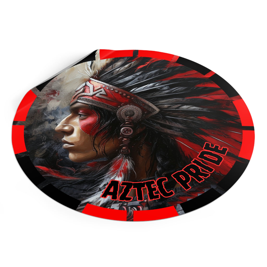 Aztec Silent Warrior Round Vinyl Sticker – Waterproof Matte Decal (2”–6”)