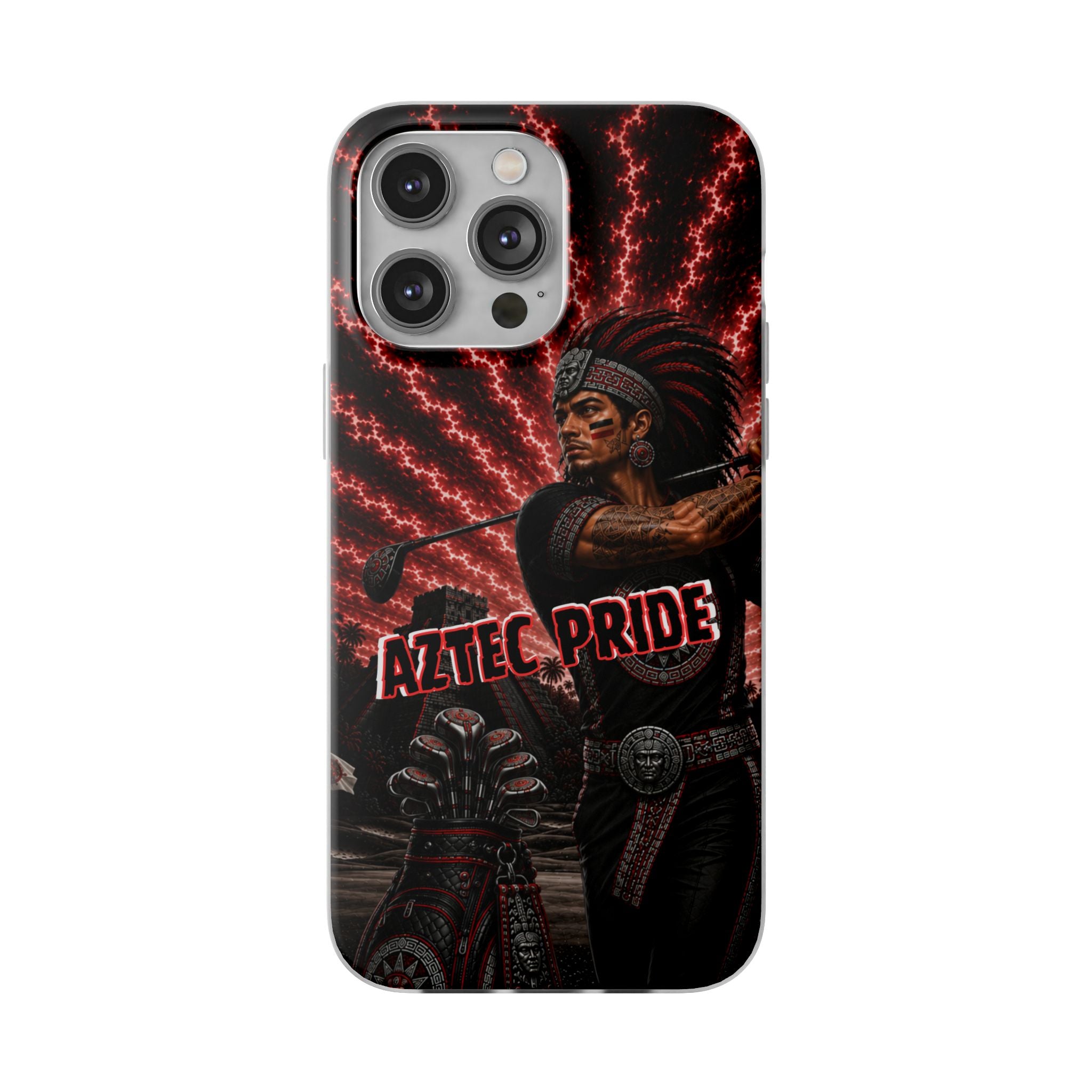 Aztec Golf Male Warrior – Flexi Phone Case (iPhone & Samsung • Clear TPU • Made & Shipped in the USA • 🚚 FREE USA Shipping • Personalized Option)