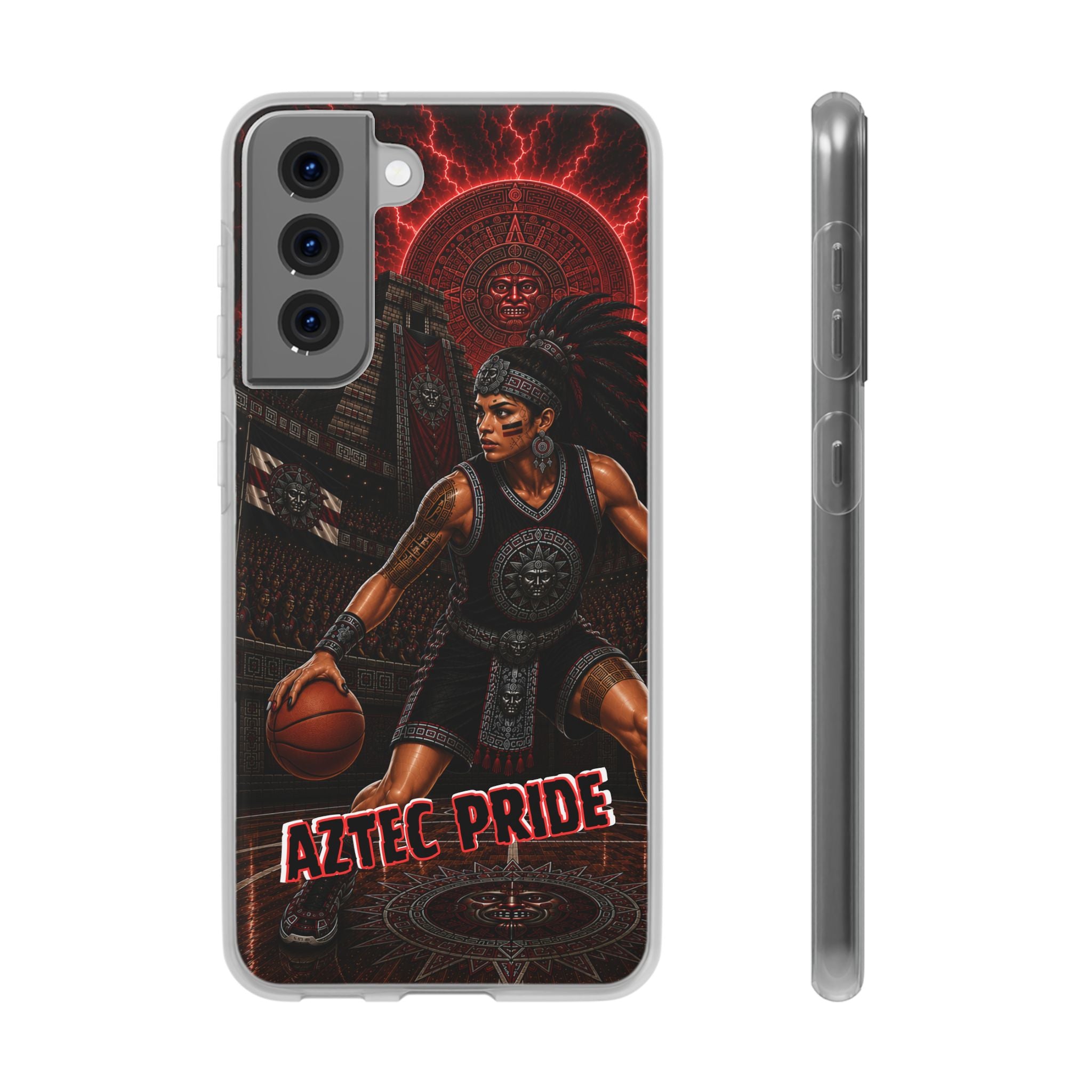 Aztec Basketball Female Warrior – Flexi Phone Case (iPhone & Samsung • Clear TPU • Made & Shipped in the USA • 🚚 FREE USA Shipping • Personalized Option)