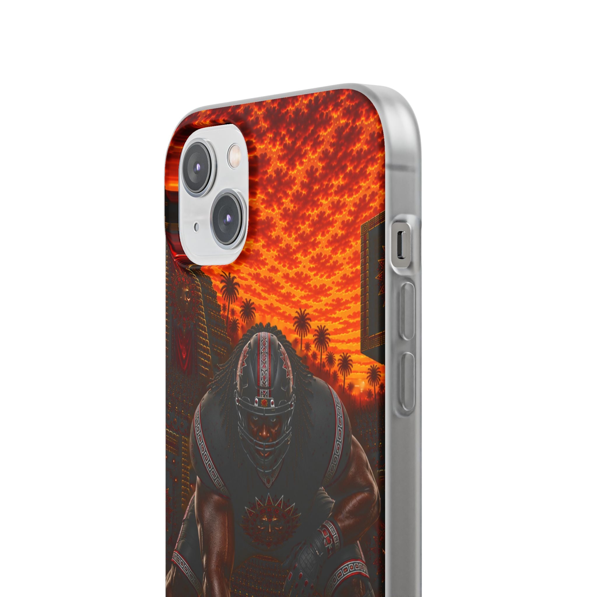 Aztec Football Warrior – Flexi Phone Case (iPhone & Samsung • Clear TPU • Made & Shipped in the USA • 🚚 FREE USA Shipping • Personalized Option)