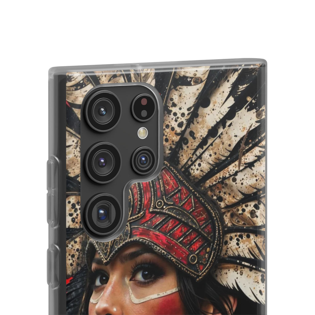 Aztec Moon Goddess – Flexi Phone Case (iPhone & Samsung • Clear TPU • Made in USA • Personalized Option)