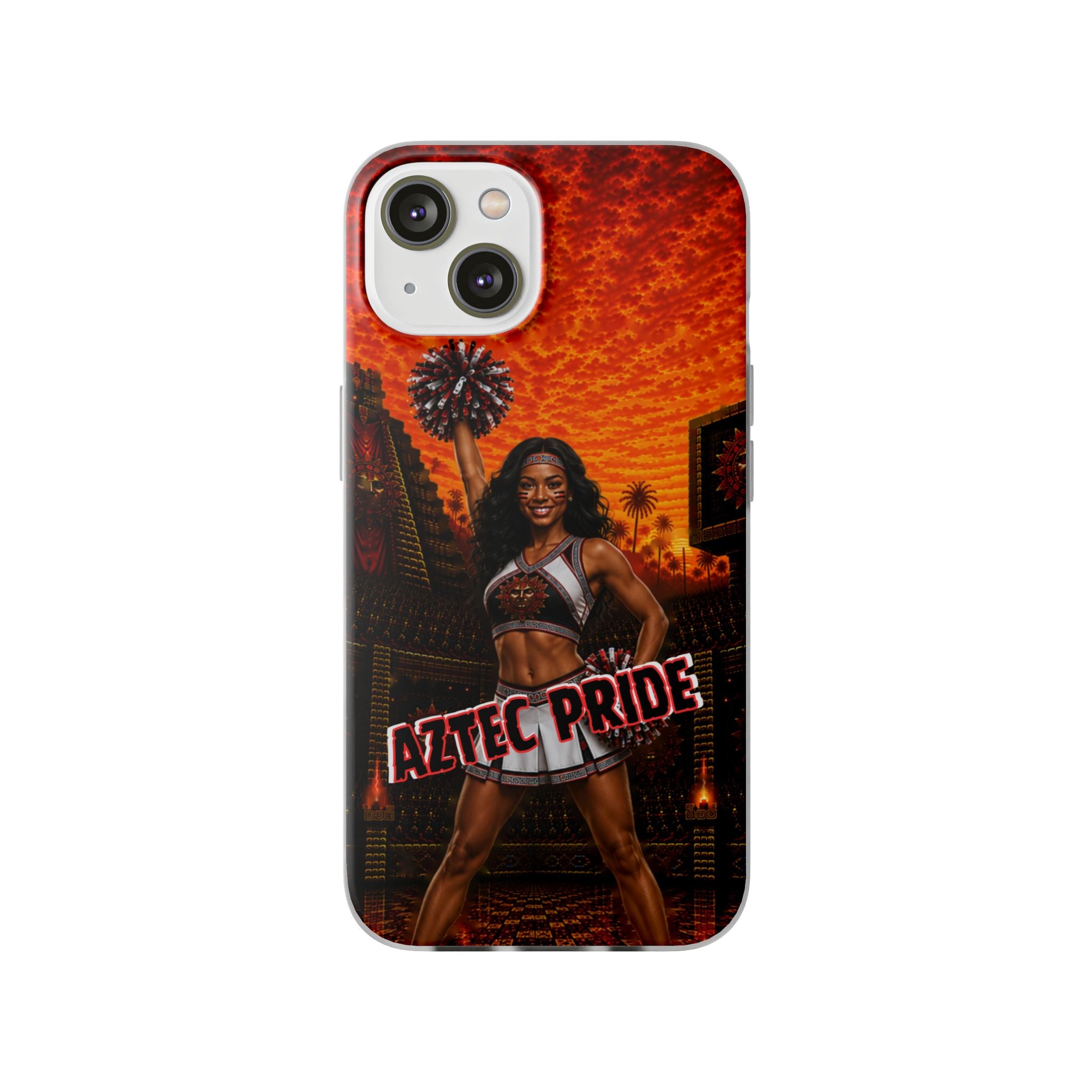 Aztec Cheerleader Warrior – Flexi Phone Case (iPhone & Samsung • Clear TPU • Made & Shipped in the USA • 🚚 FREE USA Shipping • Personalized Option)