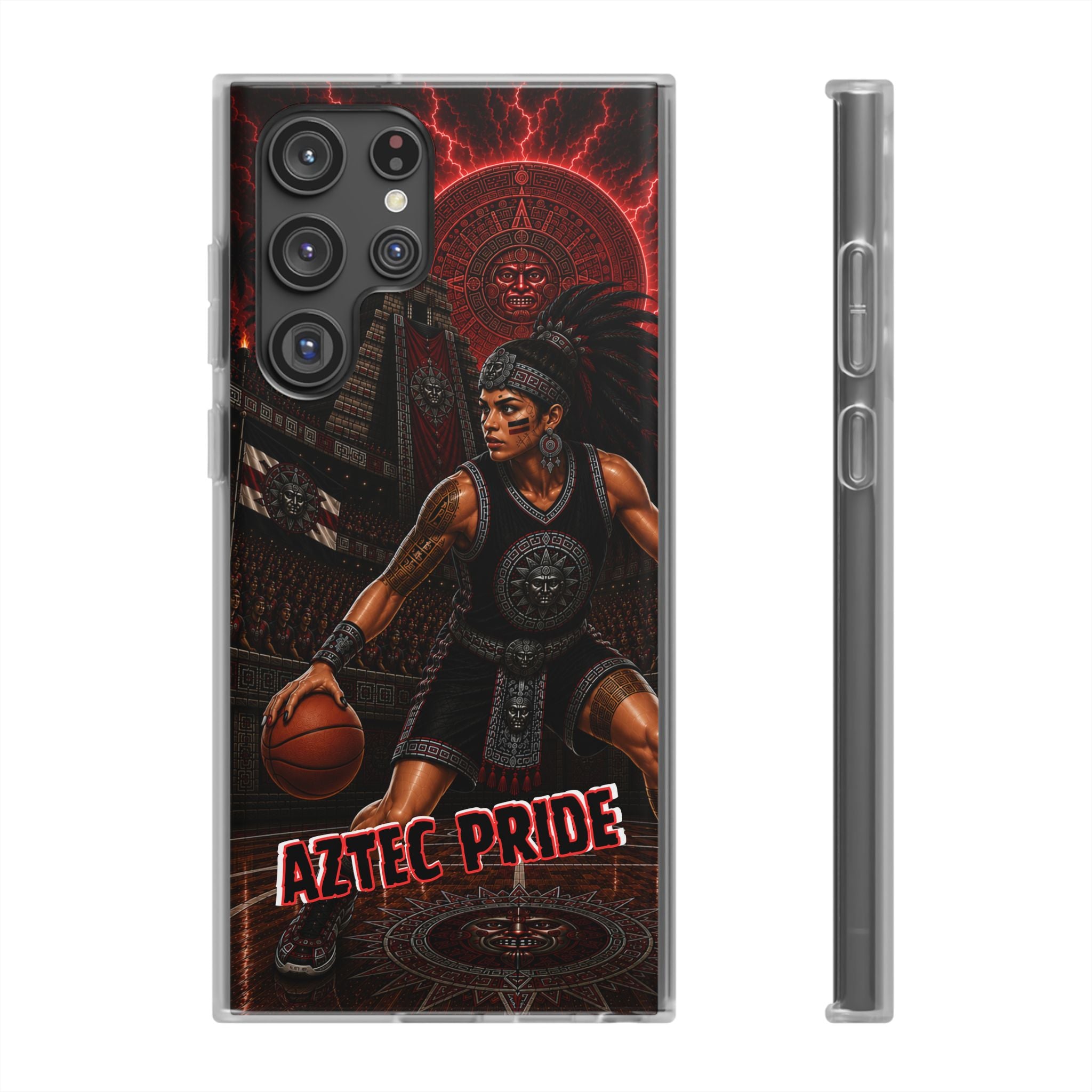Aztec Basketball Female Warrior – Flexi Phone Case (iPhone & Samsung • Clear TPU • Made & Shipped in the USA • 🚚 FREE USA Shipping • Personalized Option)
