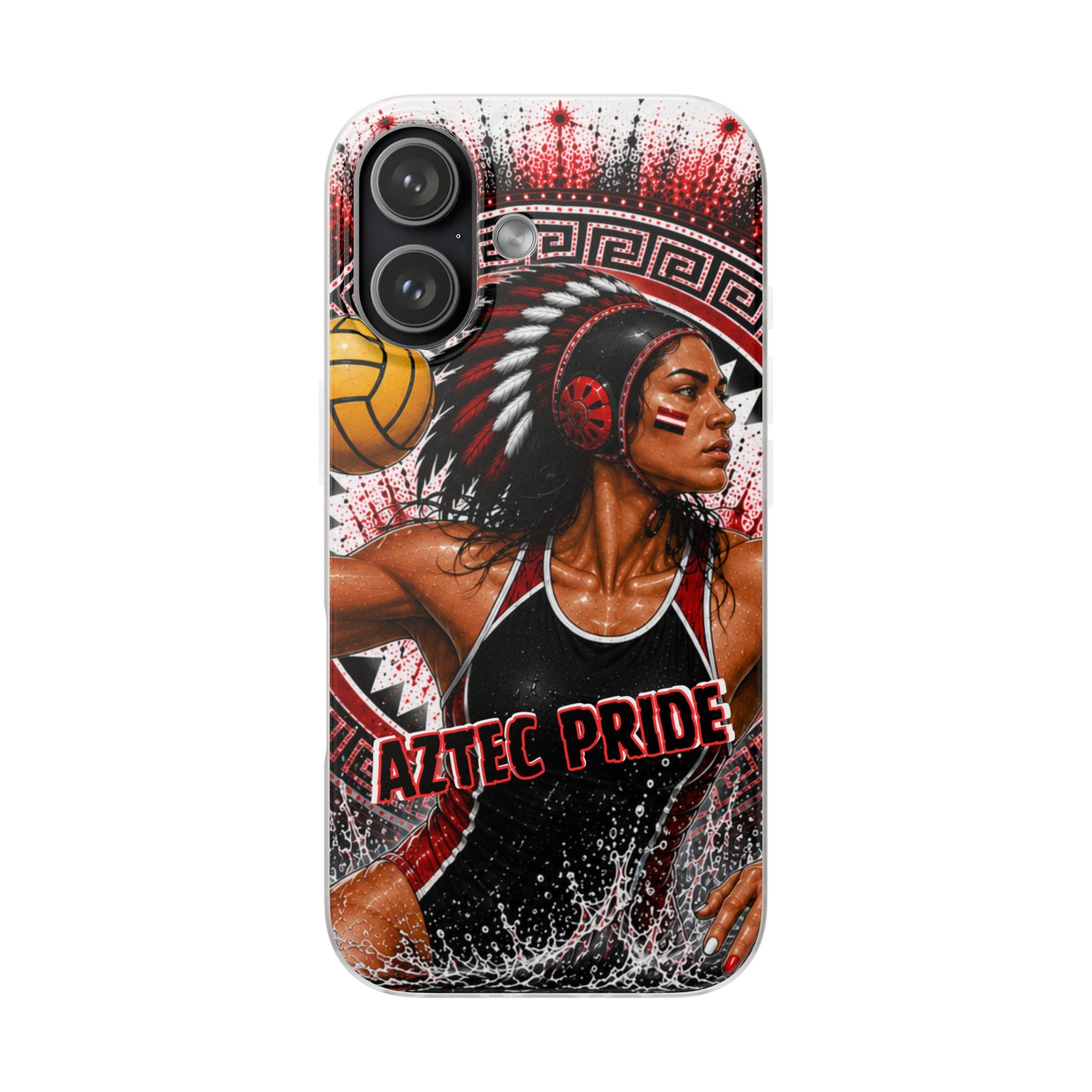 Aztec Water Polo Warrior – Flexi Phone Case (iPhone & Samsung • Clear TPU • Made in USA • Personalized Option)