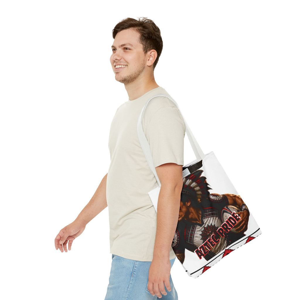 Aztec Rugby Male Warrior Tote Bag | Aztec-Inspired AI Art • Made & Shipped in the USA • 🚚 FREE USA Shipping • FREE Personalization