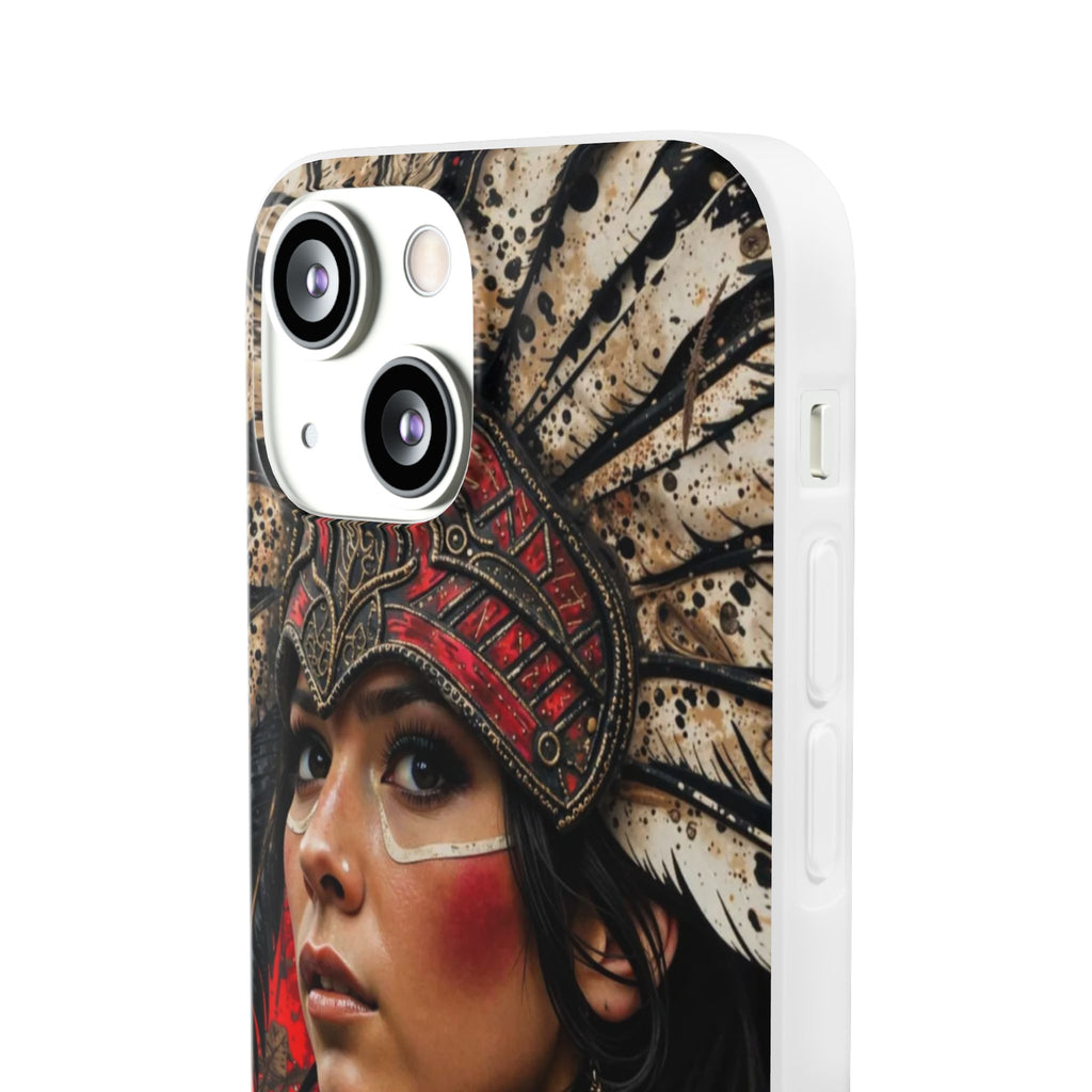 Aztec Moon Goddess – Flexi Phone Case (iPhone & Samsung • Clear TPU • Made in USA • Personalized Option)