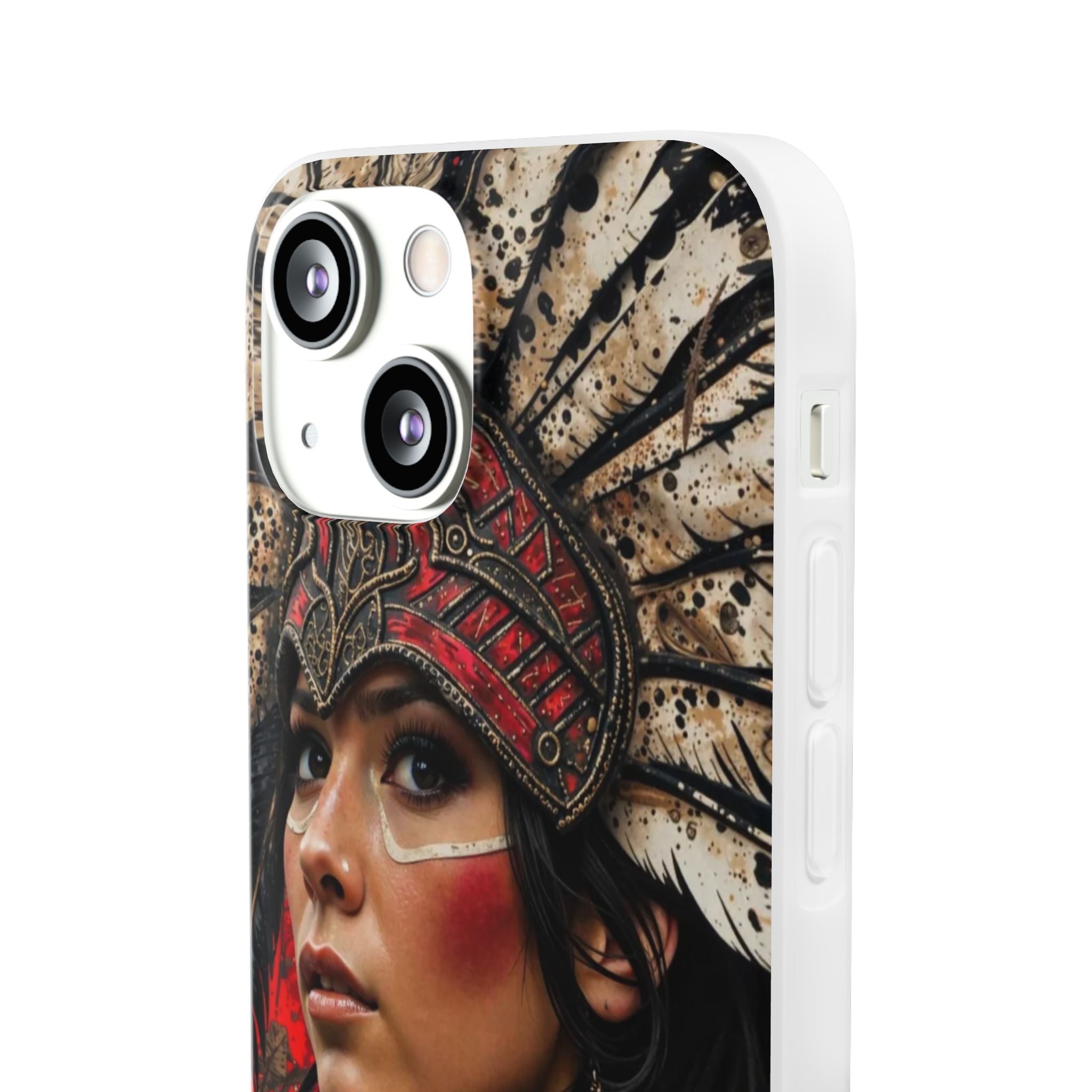 Aztec Moon Goddess – Flexi Phone Case (iPhone & Samsung • Clear TPU • Made in USA • Personalized Option)
