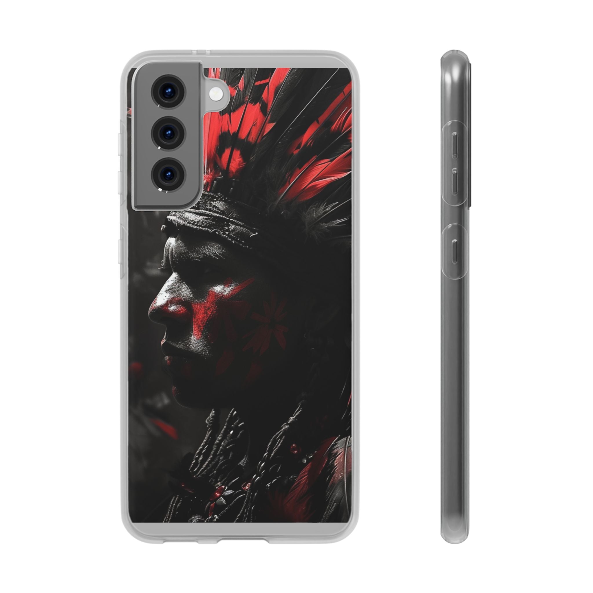 Aztec Jaguar Warrior – Flexi Phone Case (iPhone & Samsung • Clear TPU • Made in USA • Personalized Option)
