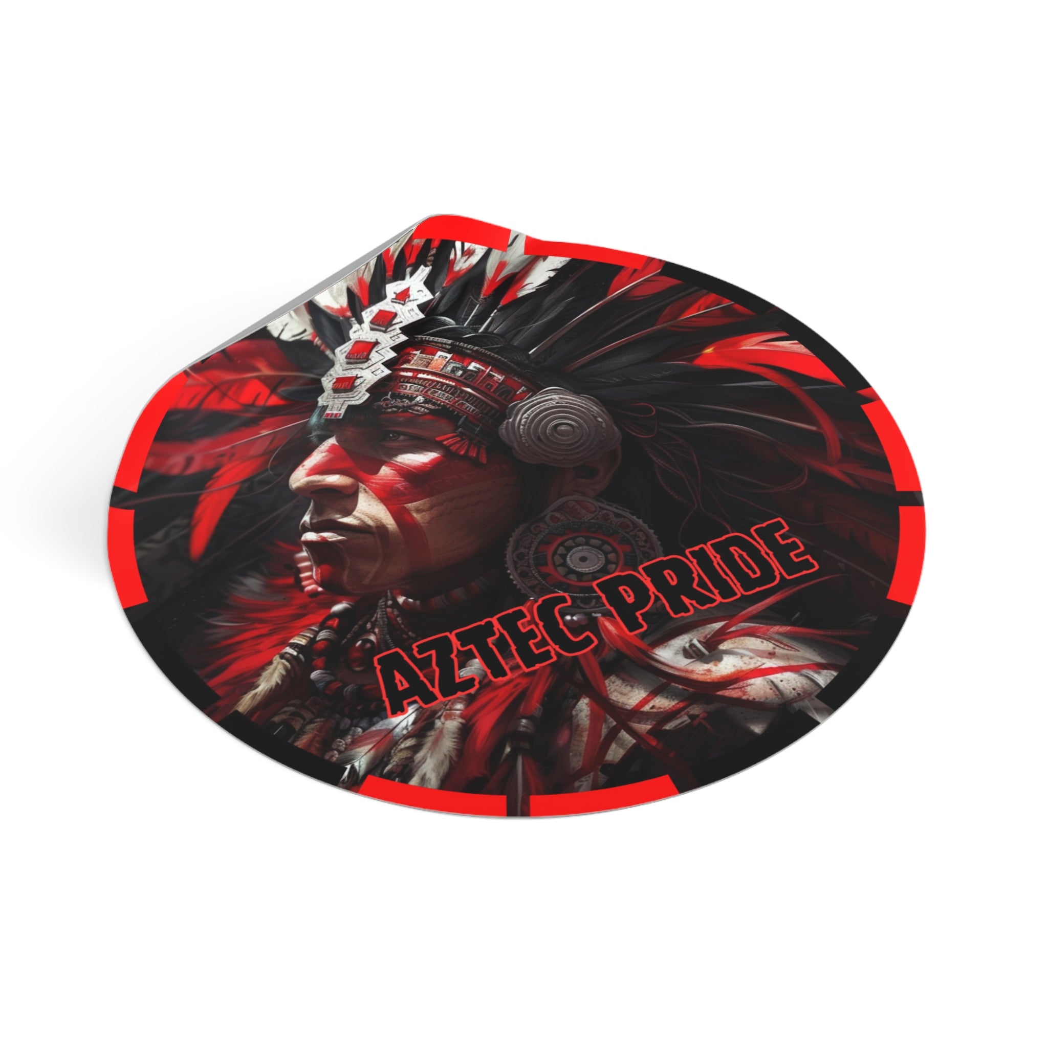 Aztec Loyal Warrior Round Vinyl Sticker - Waterproof Matte Decal (2"-6")