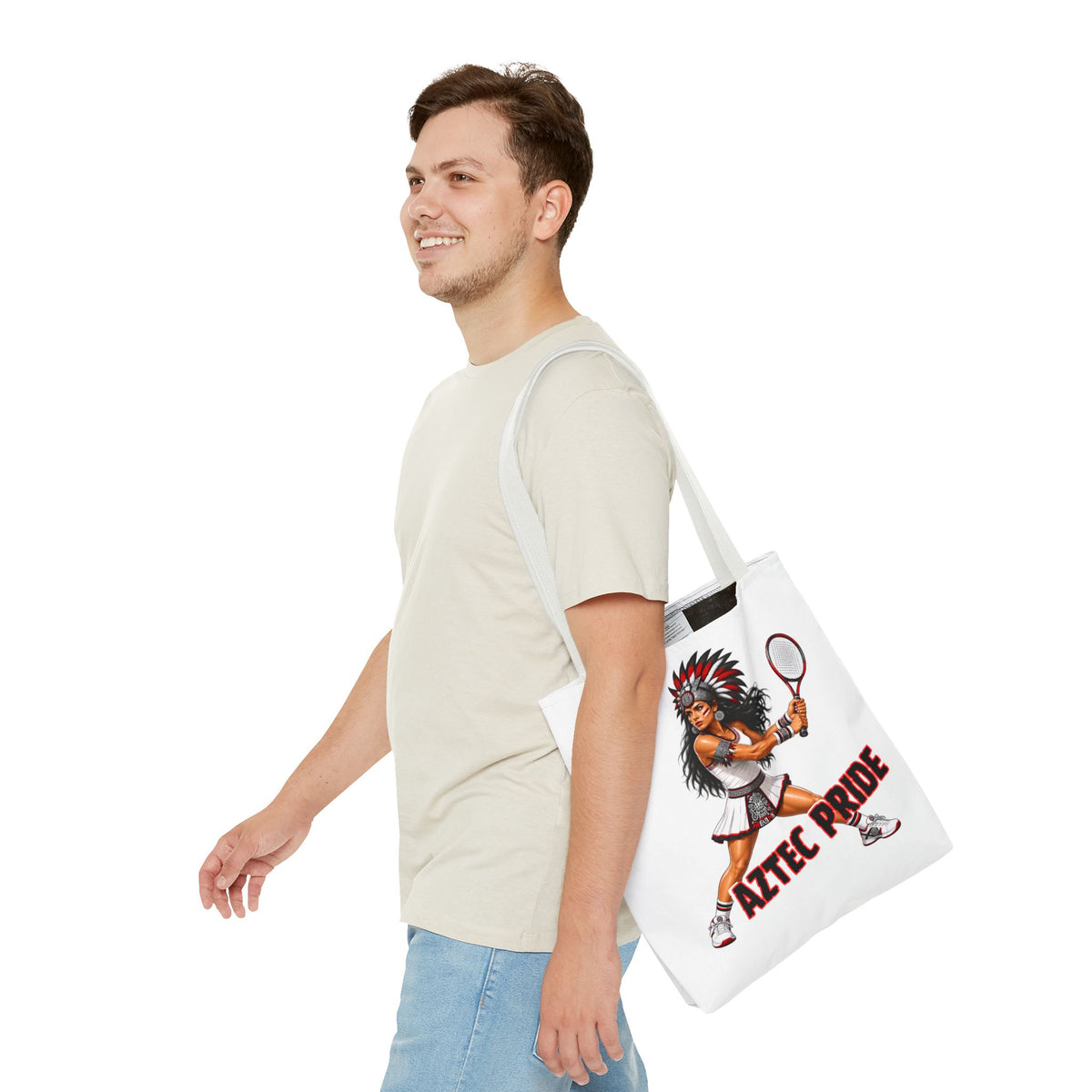 Aztec Tennis Female Warrior Tote Bag | Aztec-Inspired AI Art • Made & Shipped in the USA • 🚚 FREE USA Shipping • FREE Personalization