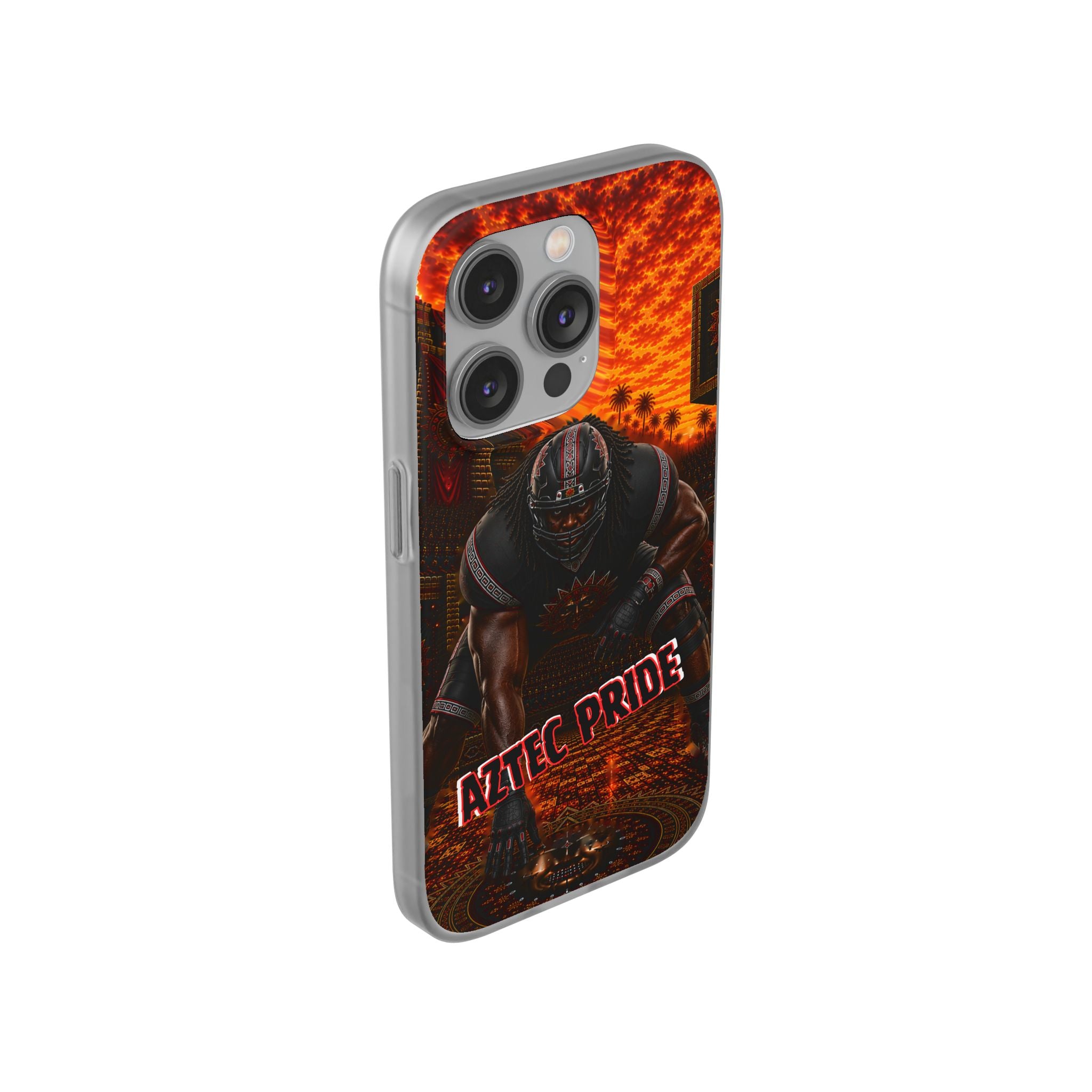 Aztec Football Warrior – Flexi Phone Case (iPhone & Samsung • Clear TPU • Made & Shipped in the USA • 🚚 FREE USA Shipping • Personalized Option)