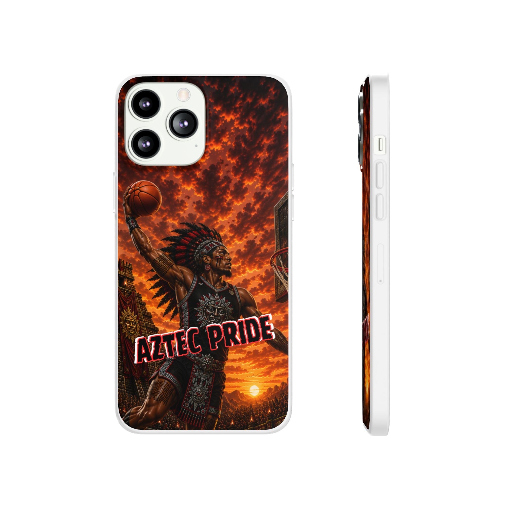 Aztec Basketball Male Warrior – Flexi Phone Case (iPhone & Samsung • Clear TPU • Made & Shipped in the USA • 🚚 FREE USA Shipping • Personalized Option)