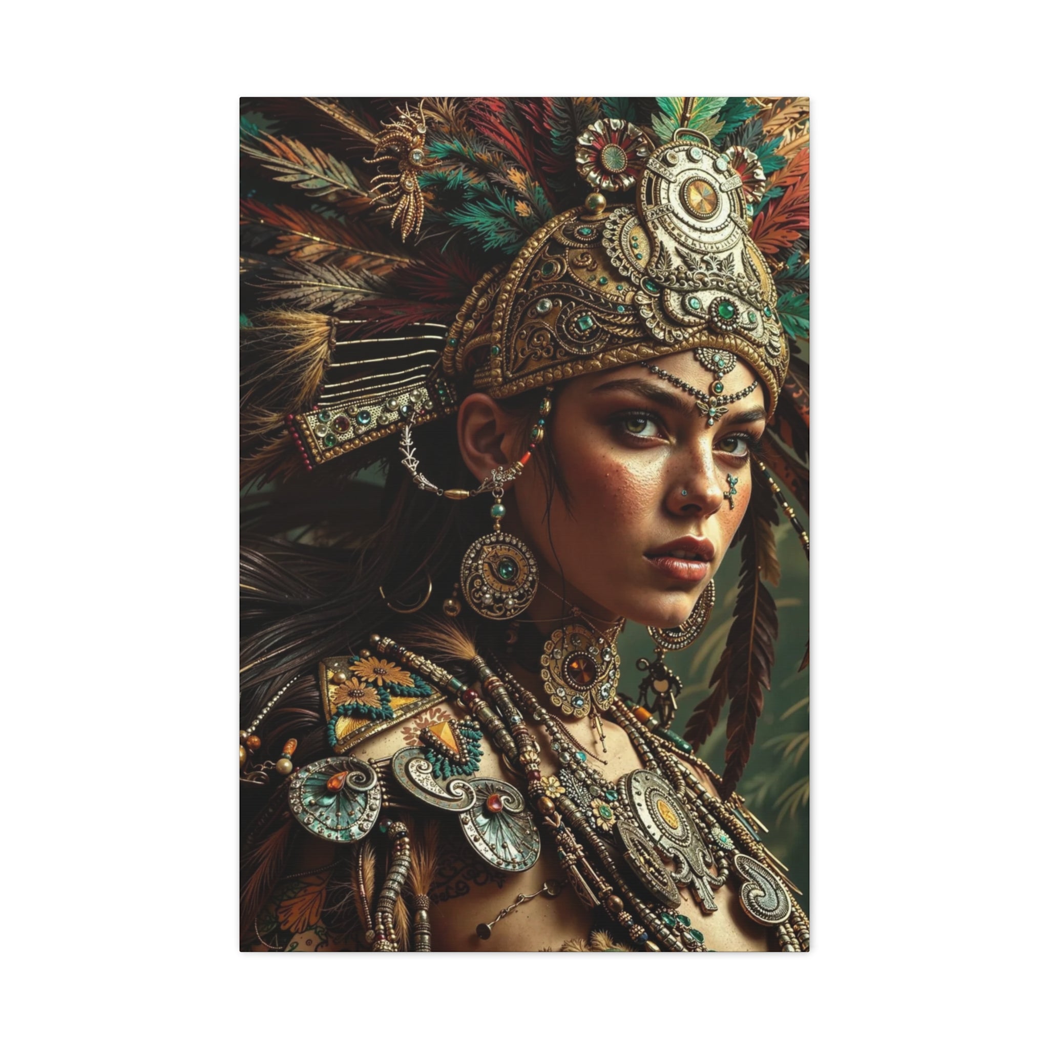 Aztec Warrior Goddess – Bold Aztec Wall Art Canvas