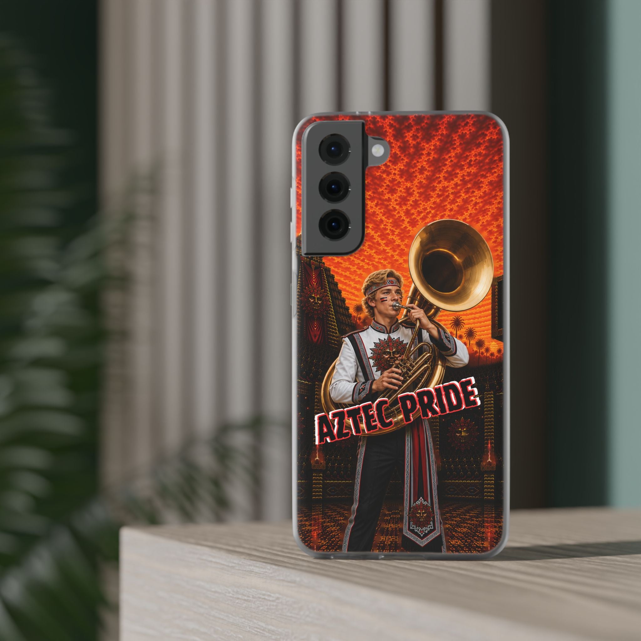 Aztec Band Warrior – Flexi Phone Case (iPhone & Samsung • Clear TPU • Made & Shipped in the USA • 🚚 FREE USA Shipping • Personalized Option)