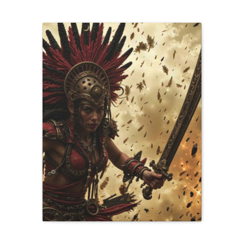 Aztec Bloodwar Queen – Bold Aztec Wall Art Canvas
