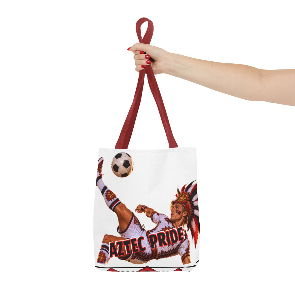 Aztec Soccer Warrior Tote Bag | Aztec-Inspired AI Art • Made & Shipped in the USA • 🚚 FREE USA Shipping • FREE Personalization