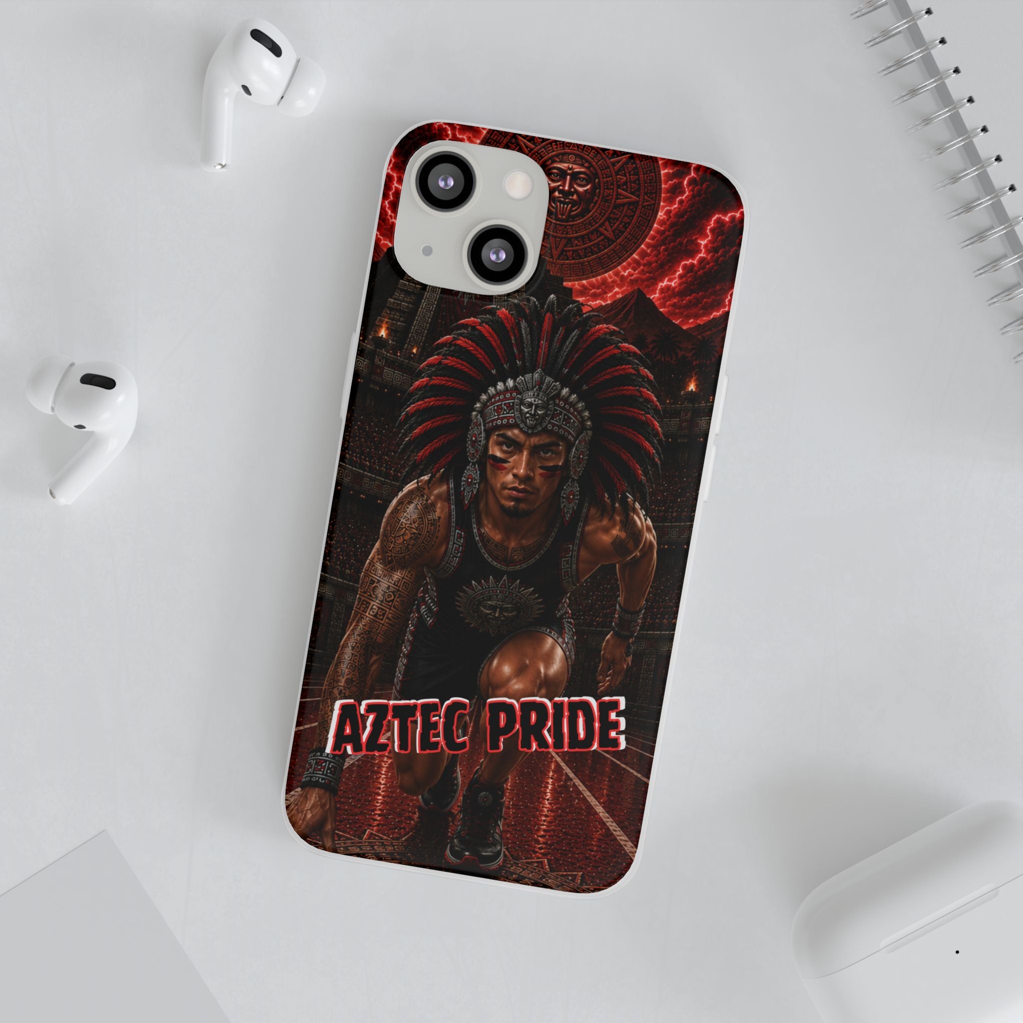 Aztec Track & Field Male Warrior – Flexi Phone Case (iPhone & Samsung • Clear TPU • Made & Shipped in the USA • 🚚 FREE USA Shipping • Personalized Option)