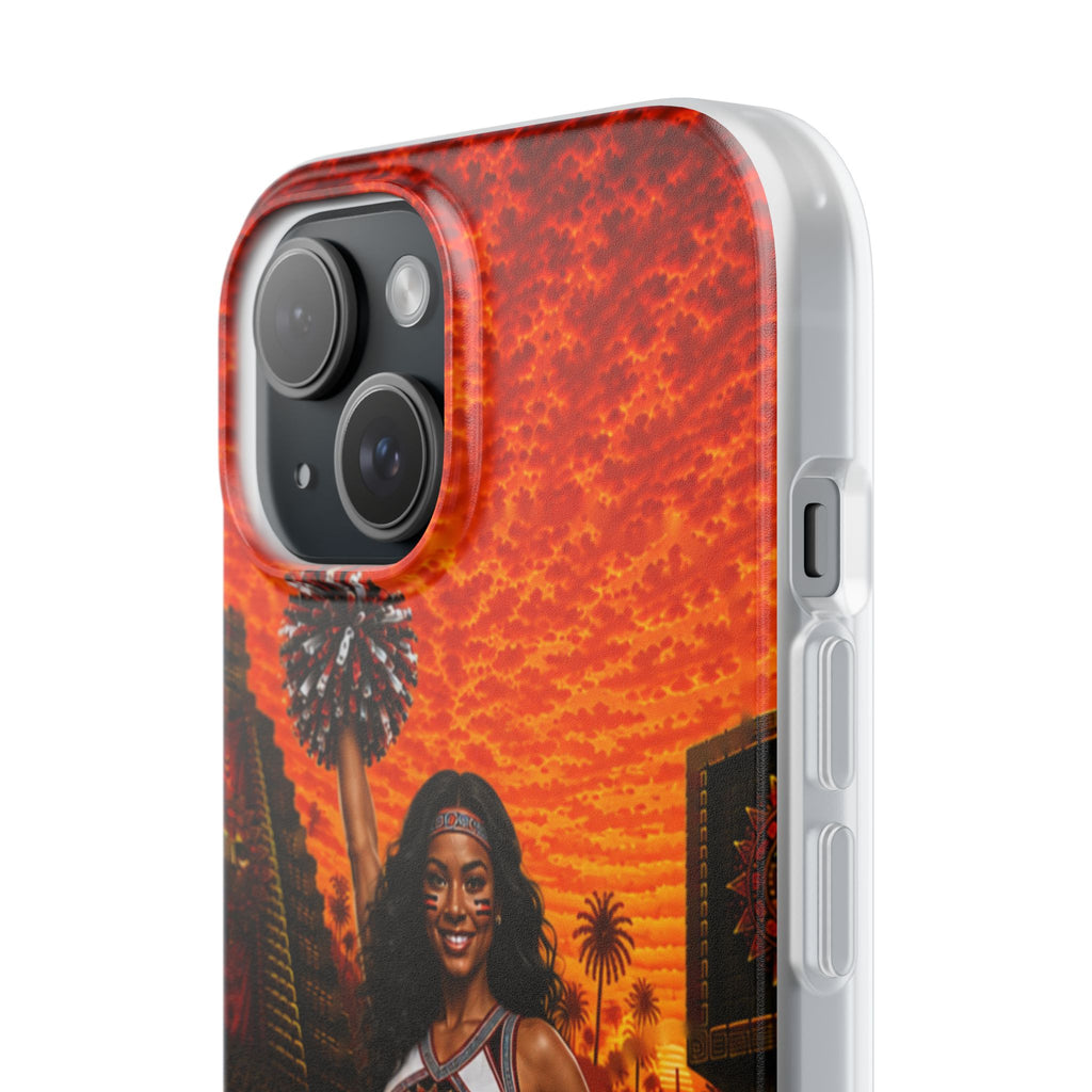 Aztec Cheerleader Warrior – Flexi Phone Case (iPhone & Samsung • Clear TPU • Made & Shipped in the USA • 🚚 FREE USA Shipping • Personalized Option)