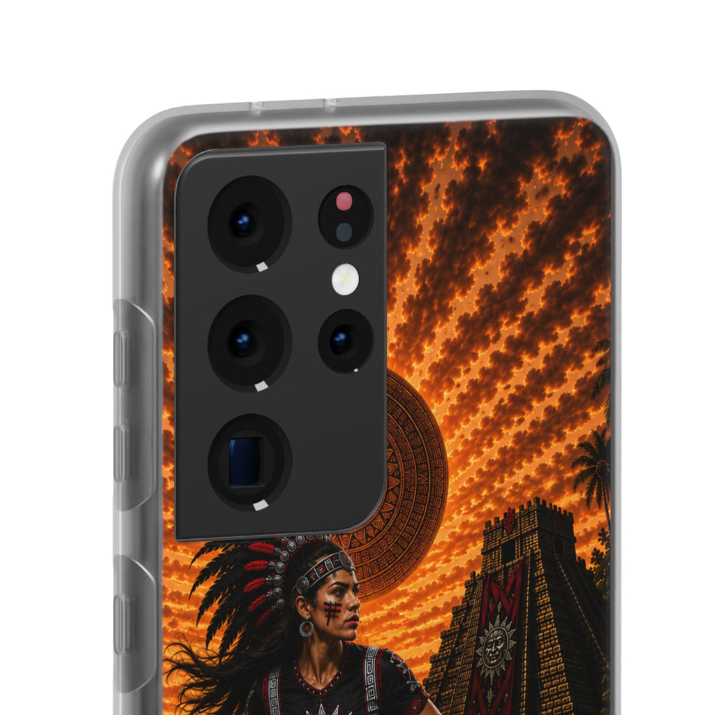 Aztec Soccer Female Warrior – Flexi Phone Case (iPhone & Samsung • Clear TPU • Made & Shipped in the USA • 🚚 FREE USA Shipping • Personalized Option)