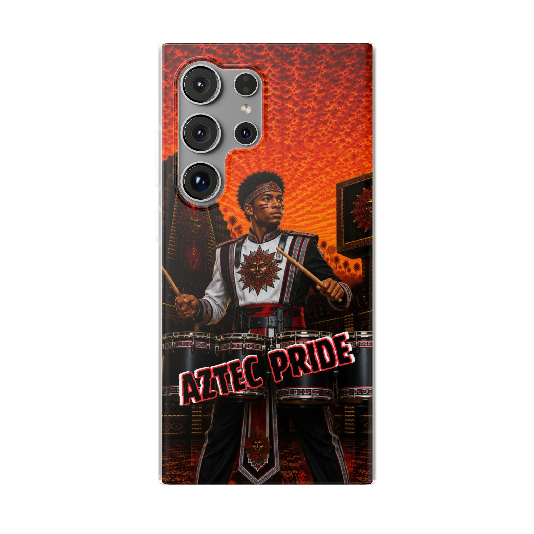 Aztec Band Warrior – Flexi Phone Case (iPhone & Samsung • Clear TPU • Made & Shipped in the USA • 🚚 FREE USA Shipping • Personalized Option)
