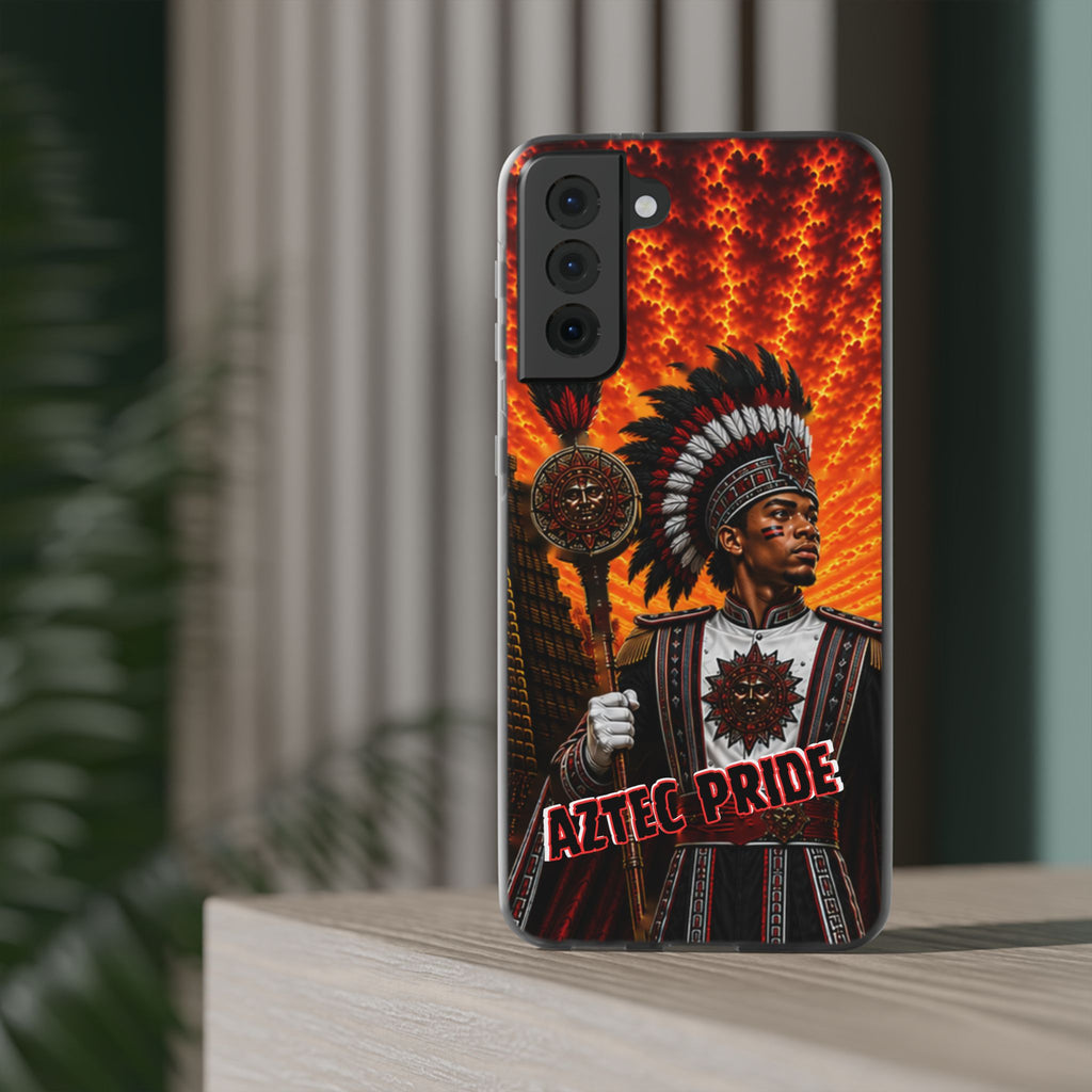 Aztec Drum Major Warrior – Flexi Phone Case (iPhone & Samsung • Clear TPU • Made & Shipped in the USA • 🚚 FREE USA Shipping • Personalized Option)