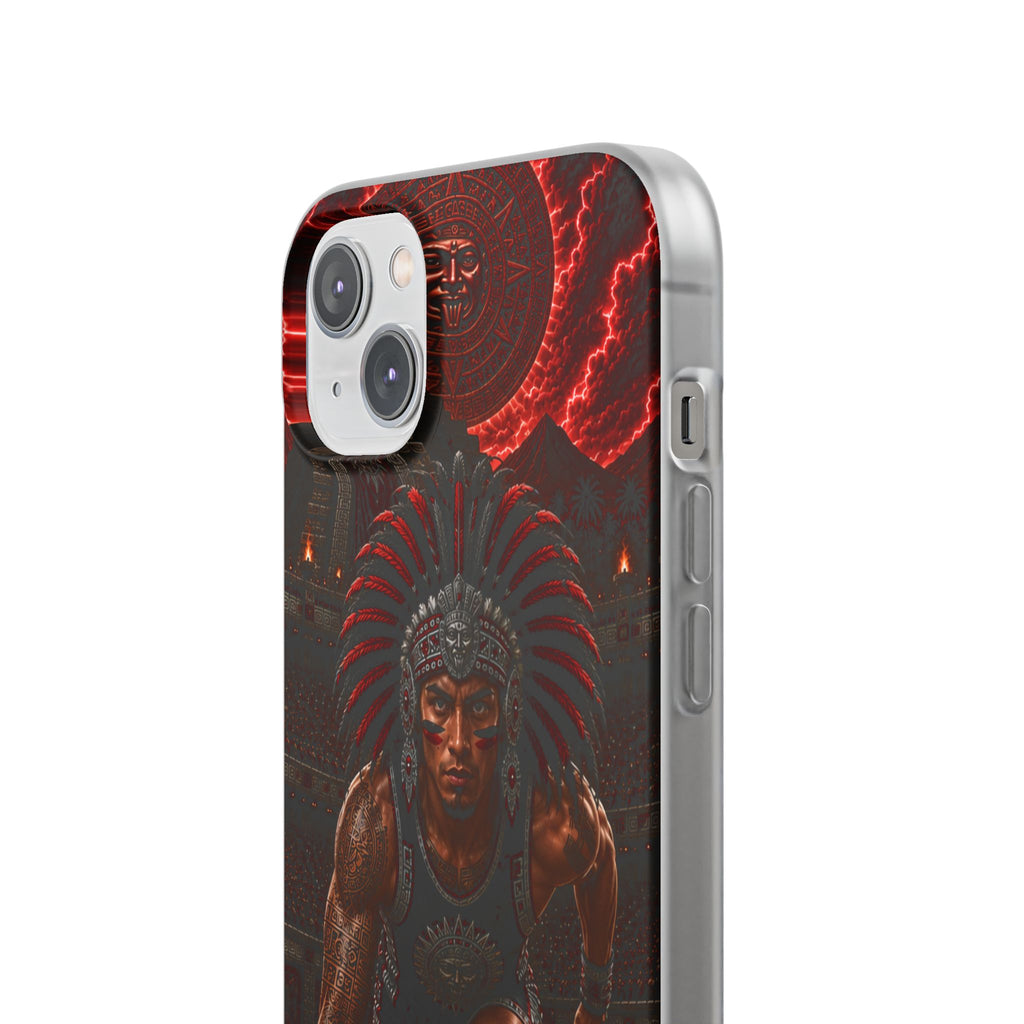 Aztec Track & Field Male Warrior – Flexi Phone Case (iPhone & Samsung • Clear TPU • Made & Shipped in the USA • 🚚 FREE USA Shipping • Personalized Option)