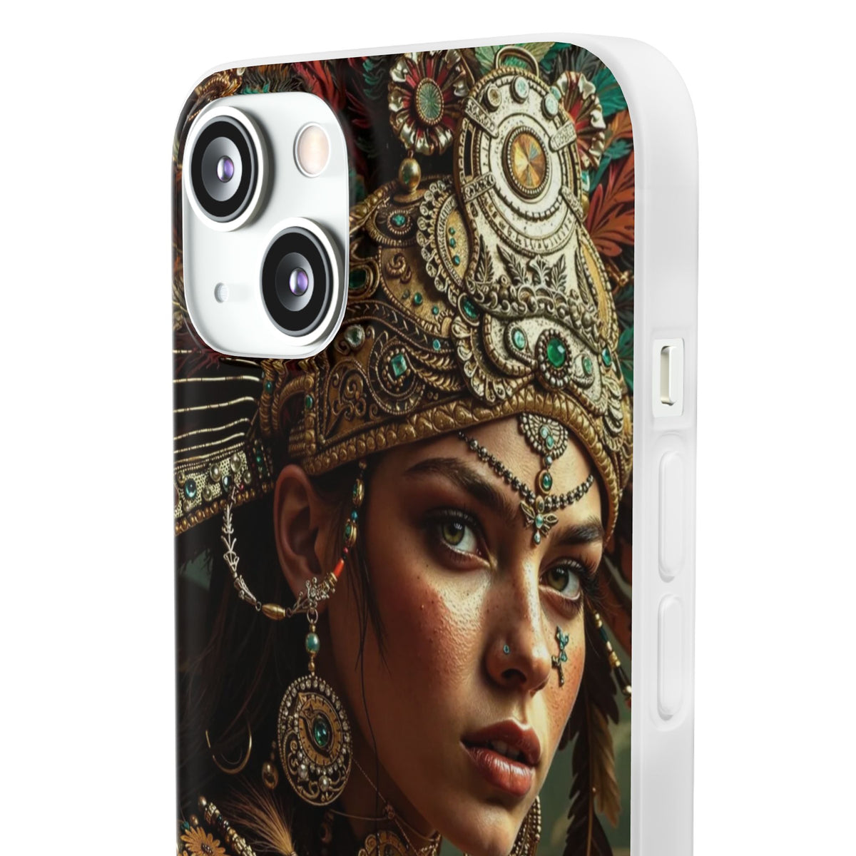 Aztec Warrior Goddess – Flexi Phone Case (iPhone & Samsung • Clear TPU • Made in USA • Personalized Option)