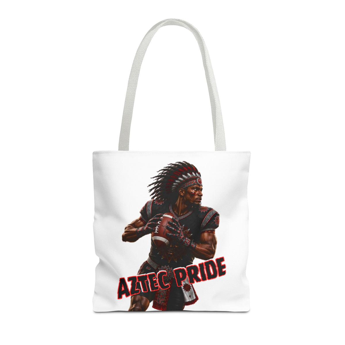 Aztec Football Quarterback Warrior Tote Bag | Aztec-Inspired AI Art • Made & Shipped in the USA • 🚚 FREE USA Shipping • FREE Personalization