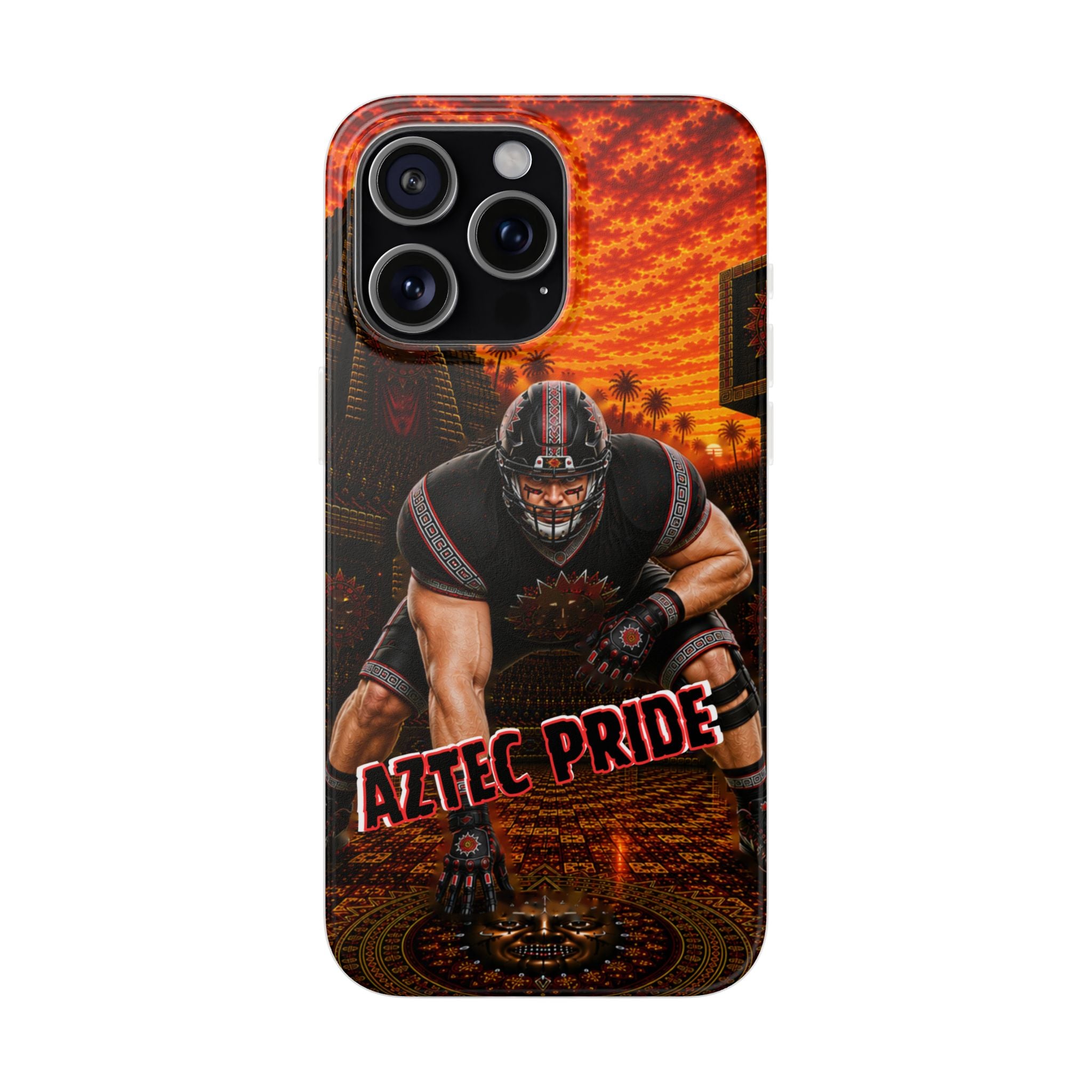 Aztec Football Warrior – Flexi Phone Case (iPhone & Samsung • Clear TPU • Made & Shipped in the USA • 🚚 FREE USA Shipping • Personalized Option)