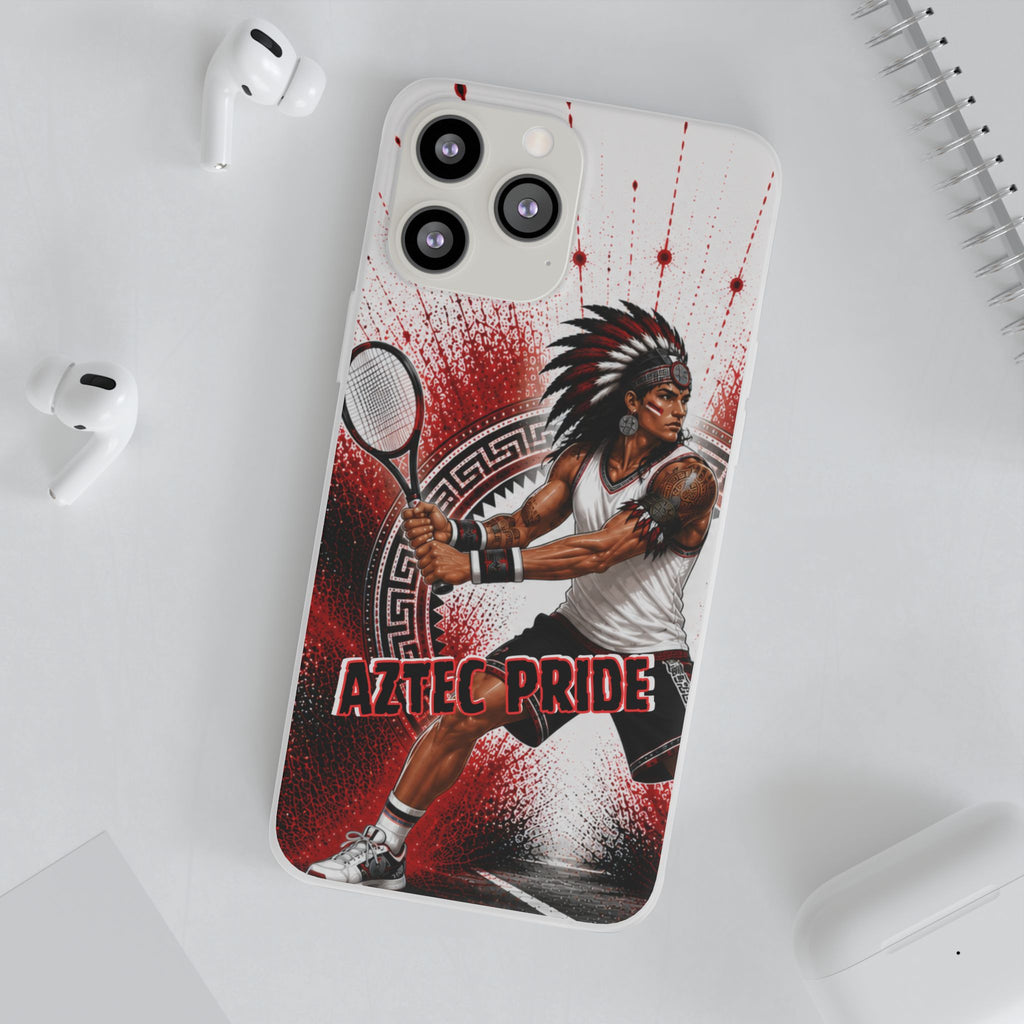 Aztec Tennis Male Warrior – Flexi Phone Case (iPhone & Samsung • Clear TPU • Made & Shipped in the USA • 🚚 FREE USA Shipping • Personalized Option)